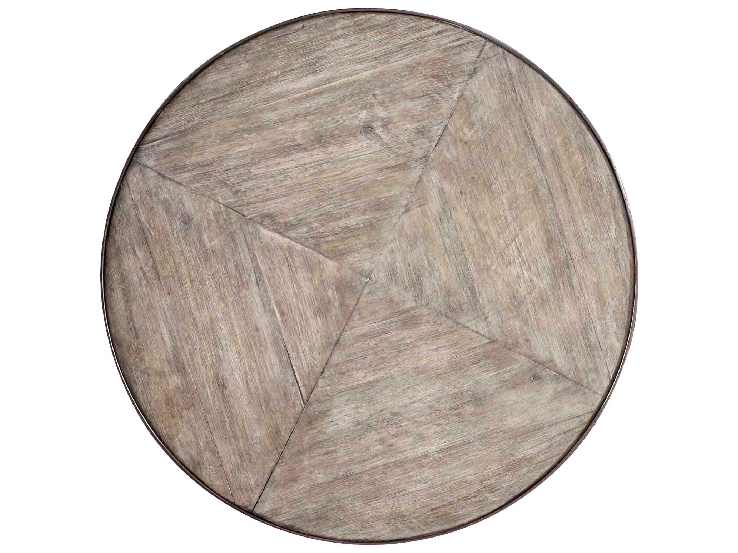 Hooker Furniture Saint Round Wood Light Natural Antique Bronze End Table