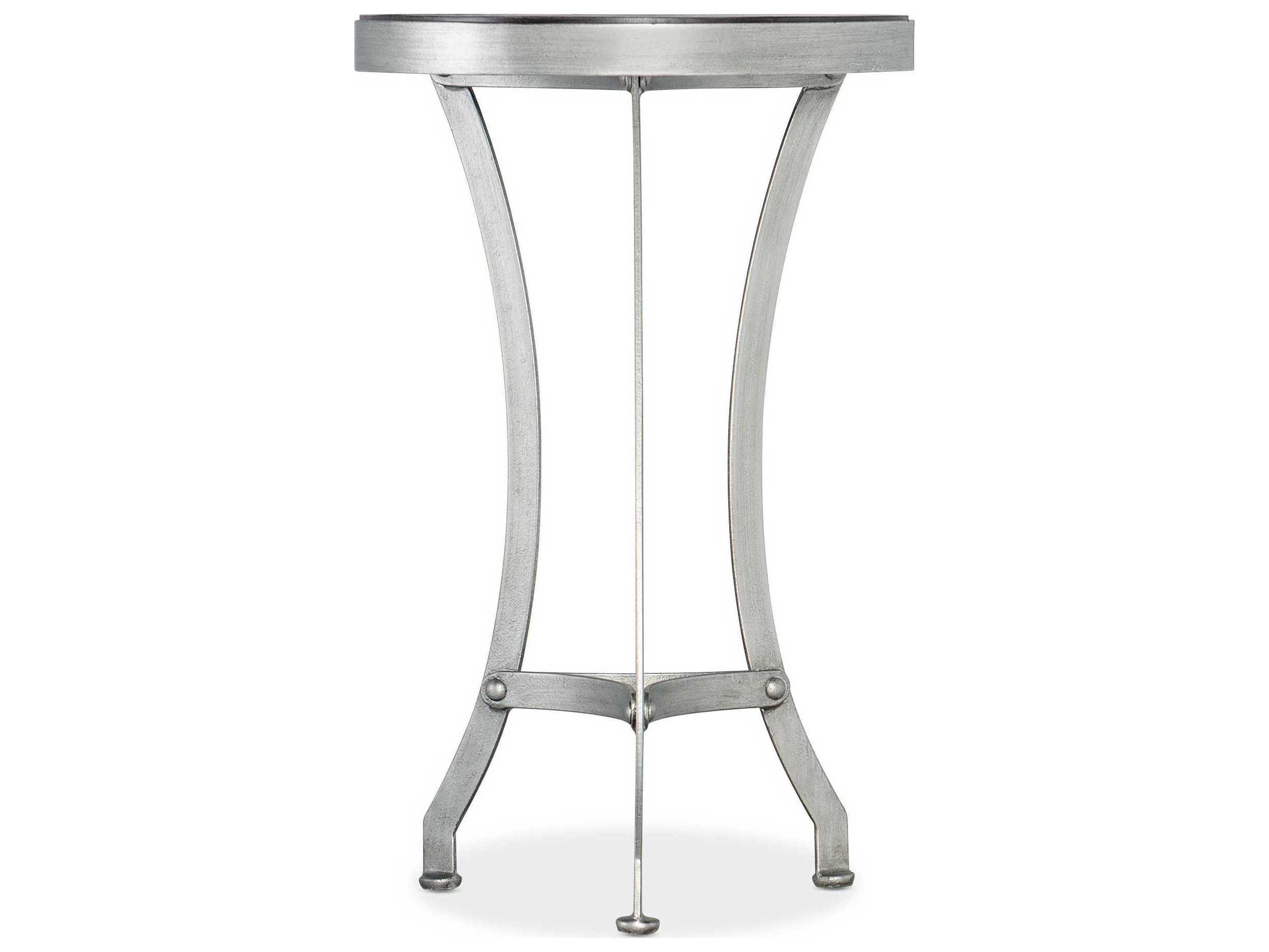 Hooker Furniture St Armand Round Wood Black Brushed Pewter End Table