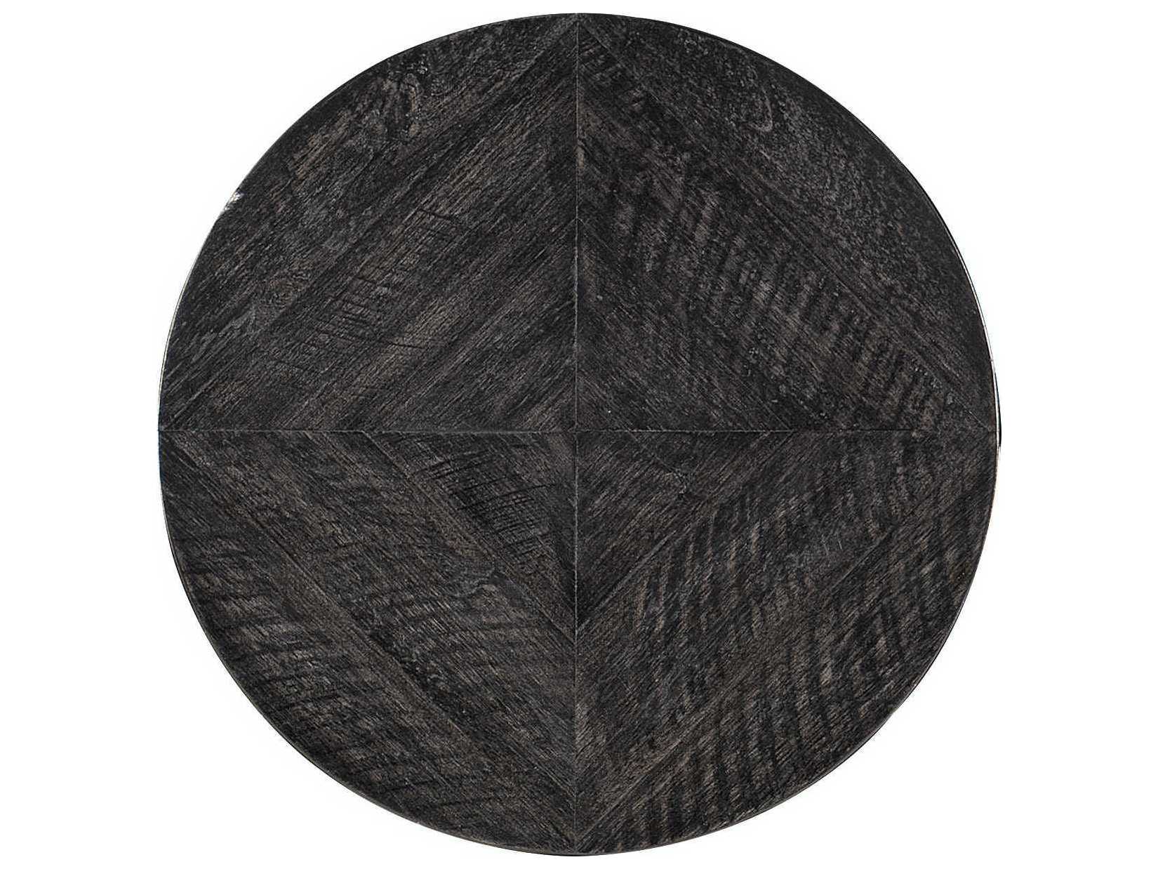 Hooker Furniture St Armand Round Wood Black Brushed Pewter End Table