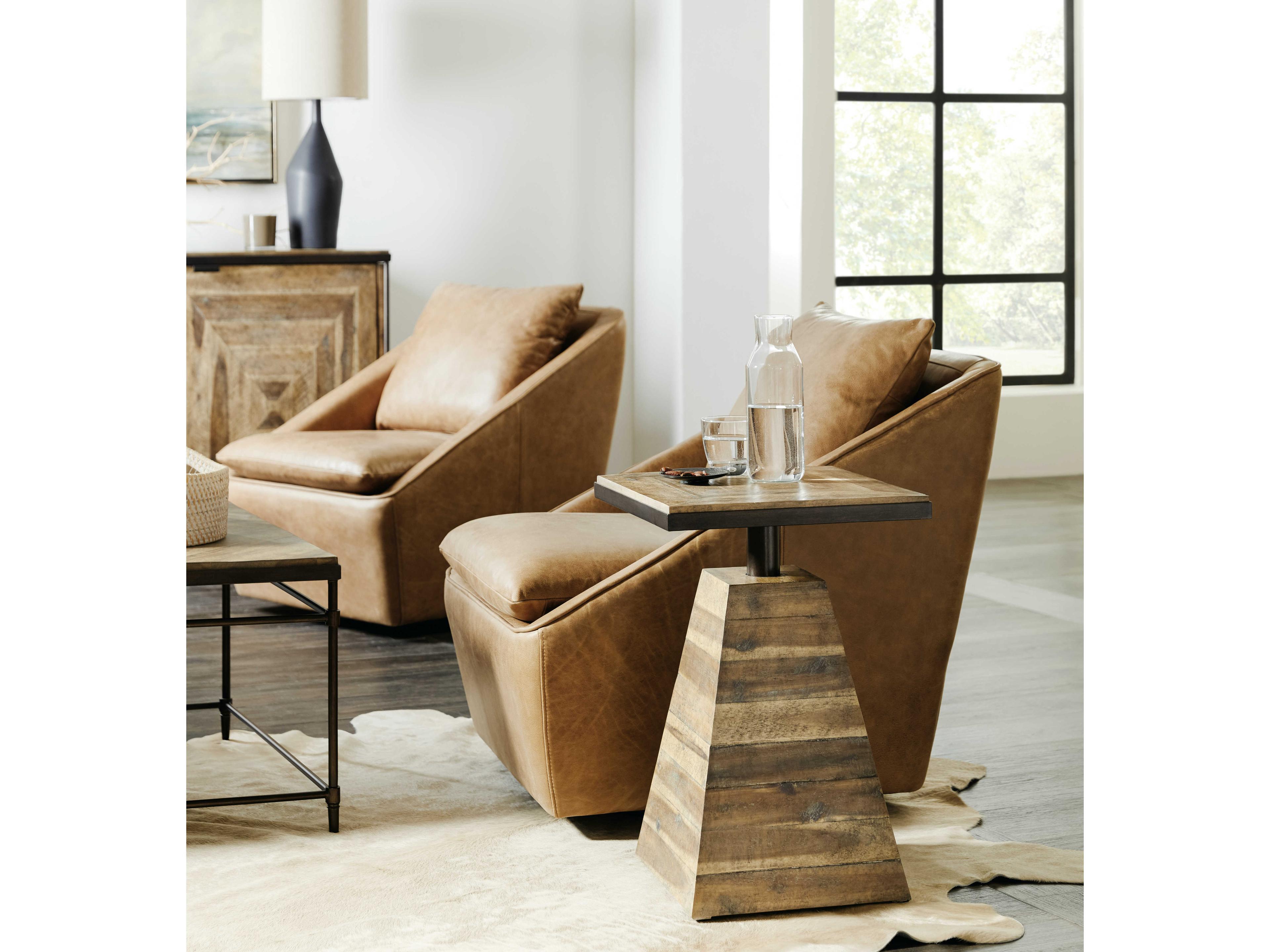 Hooker Furniture St Armand Square Wood Light Natural Antique Bronze End Table