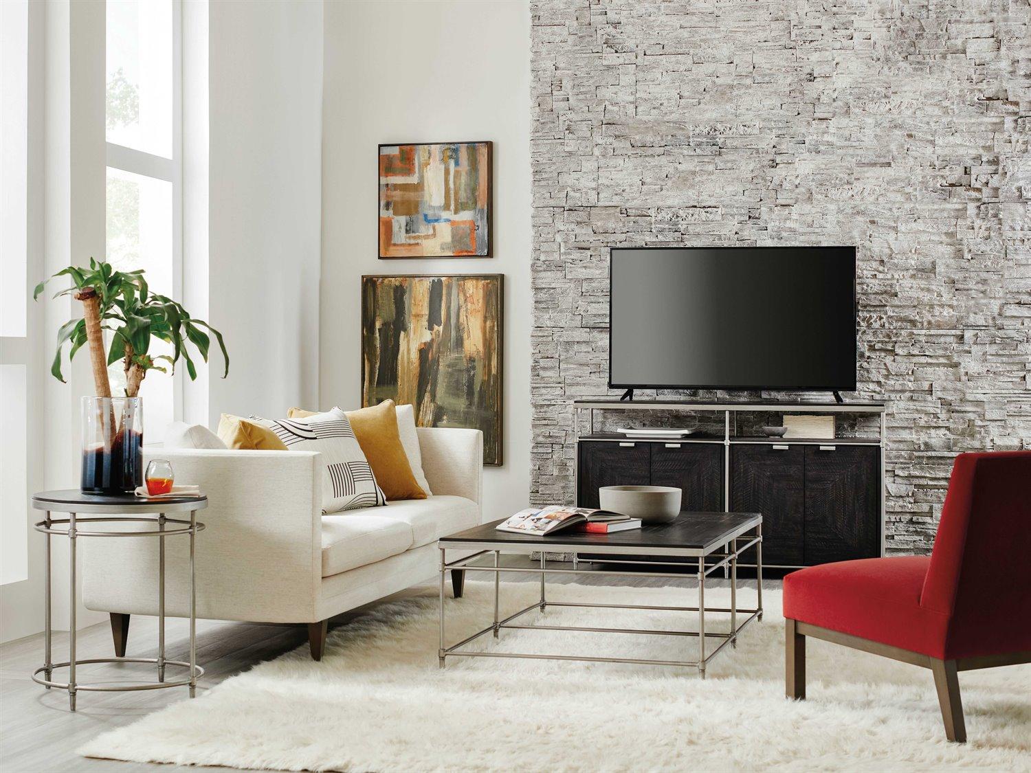 Hooker Furniture St Armand 60" Acacia Wood Black Brushed Pewter Media Console