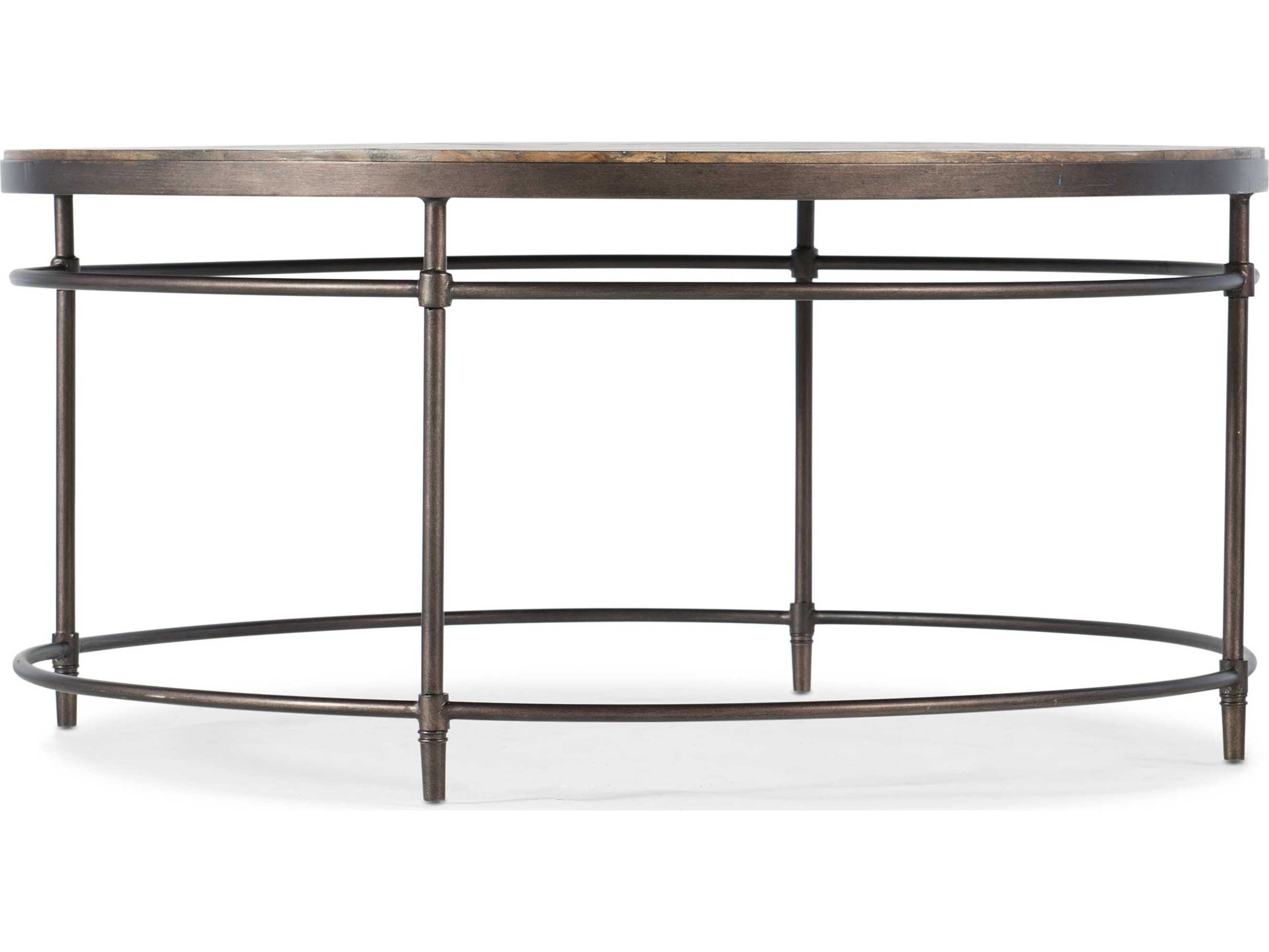Hooker Furniture St Armand Round Wood Light Natural Antique Bronze Cocktail Table