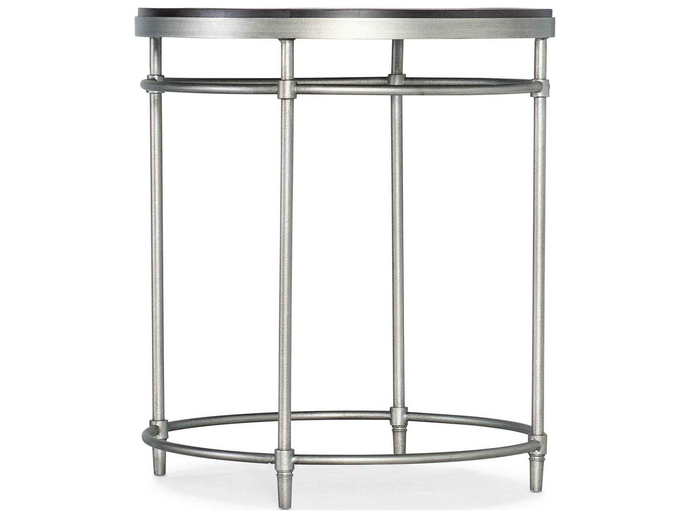 Hooker Furniture St Armand Round Wood Black Brushed Pewter End Table