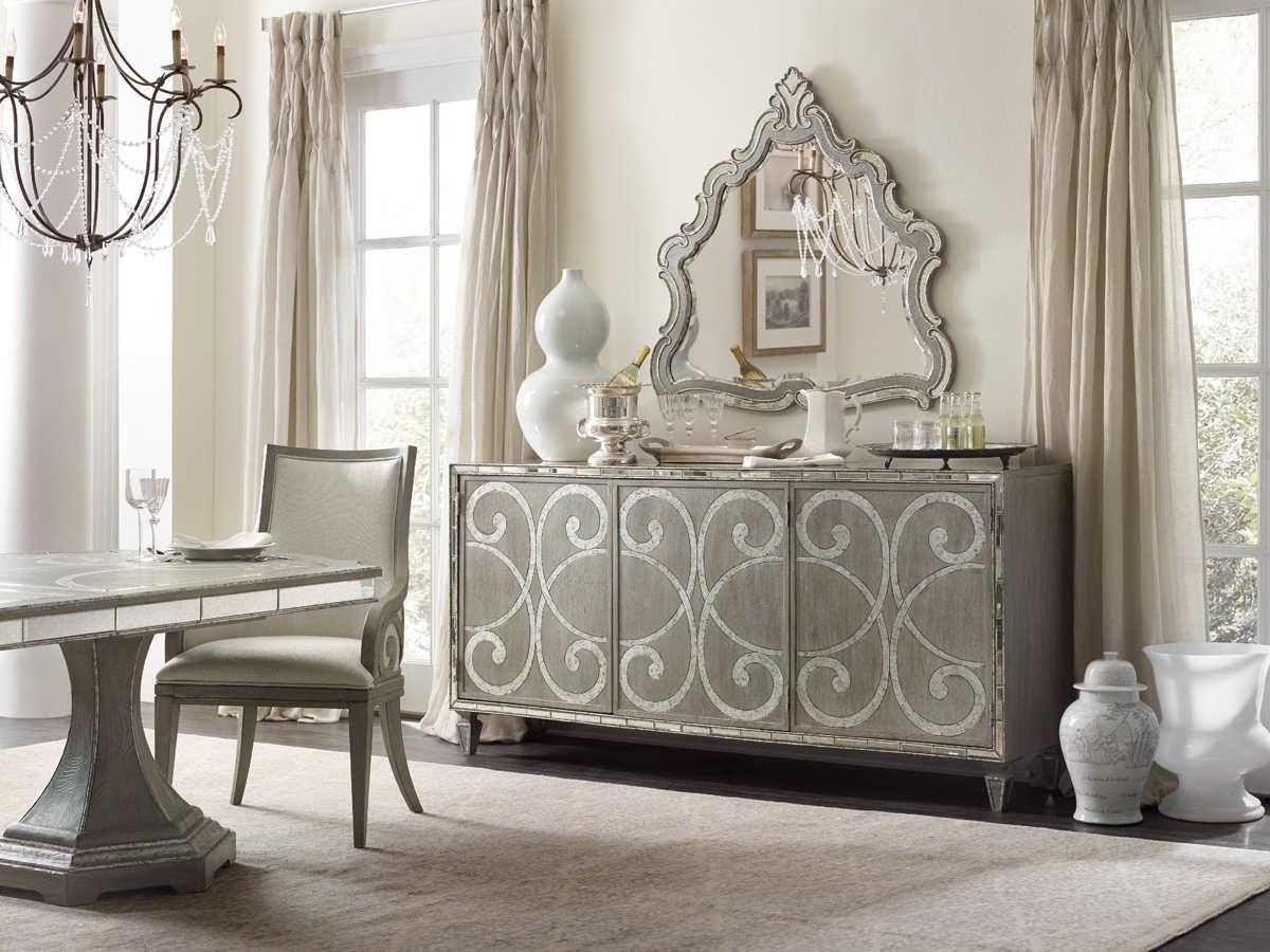 Hooker Furniture Sanctuary 78" Hardwood Greige With Shimmer On Oak Sideboard
