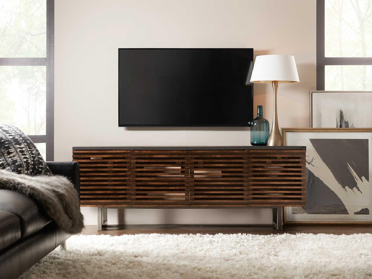 Luxecor Solstice 78" Elm Wood Dark Grey Antique Bronze Media Console