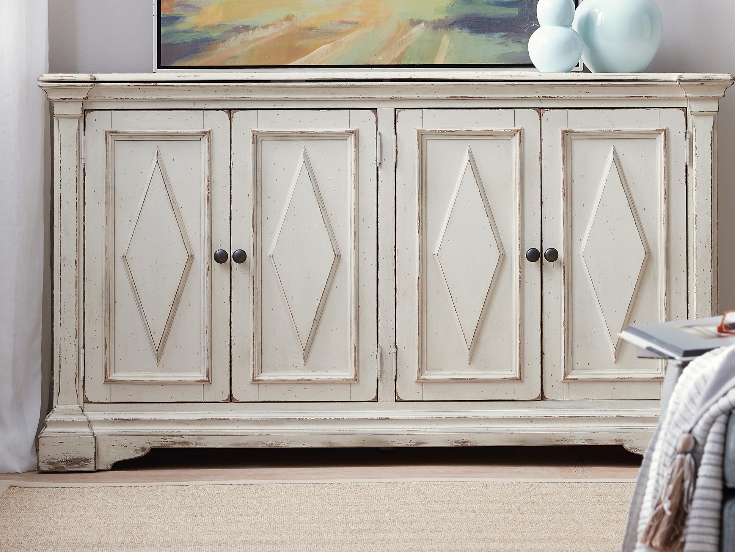 Luxecor Heritage 64" Rubberwood Distressed White Sideboard