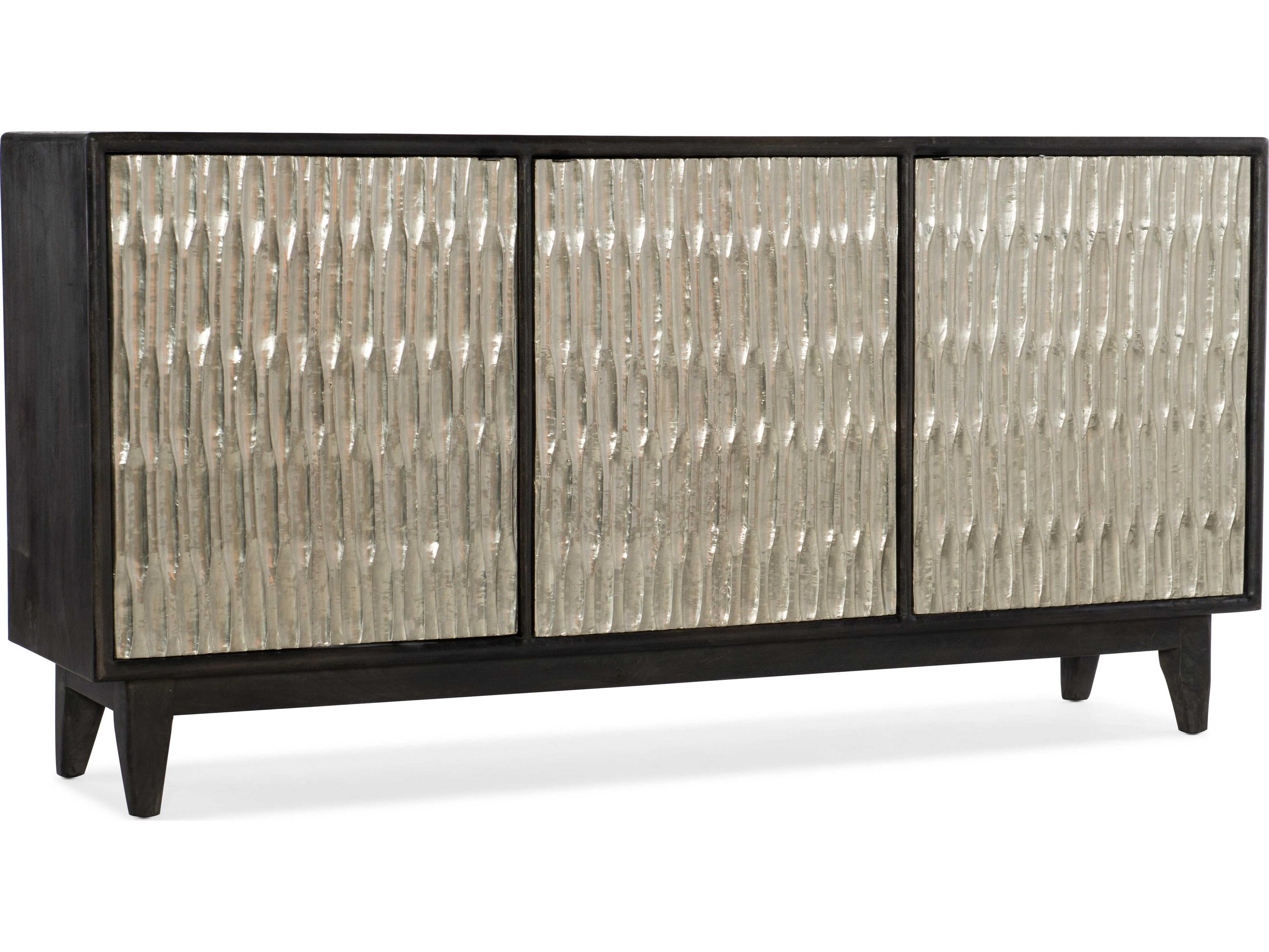 Luxecor Shimmer 69" Mango Wood Charcoal German Silver Credenza Sideboard