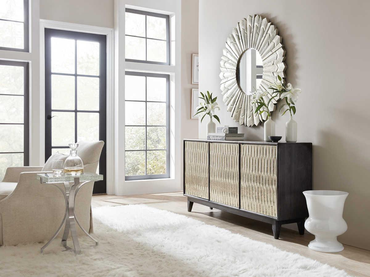 Luxecor Shimmer 69" Mango Wood Charcoal German Silver Credenza Sideboard
