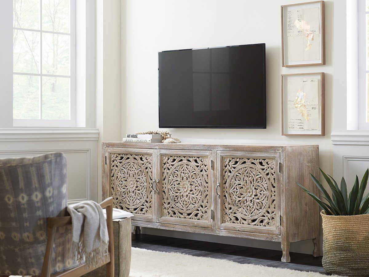 Luxecor 80" Hardwood Light Wood Media Console