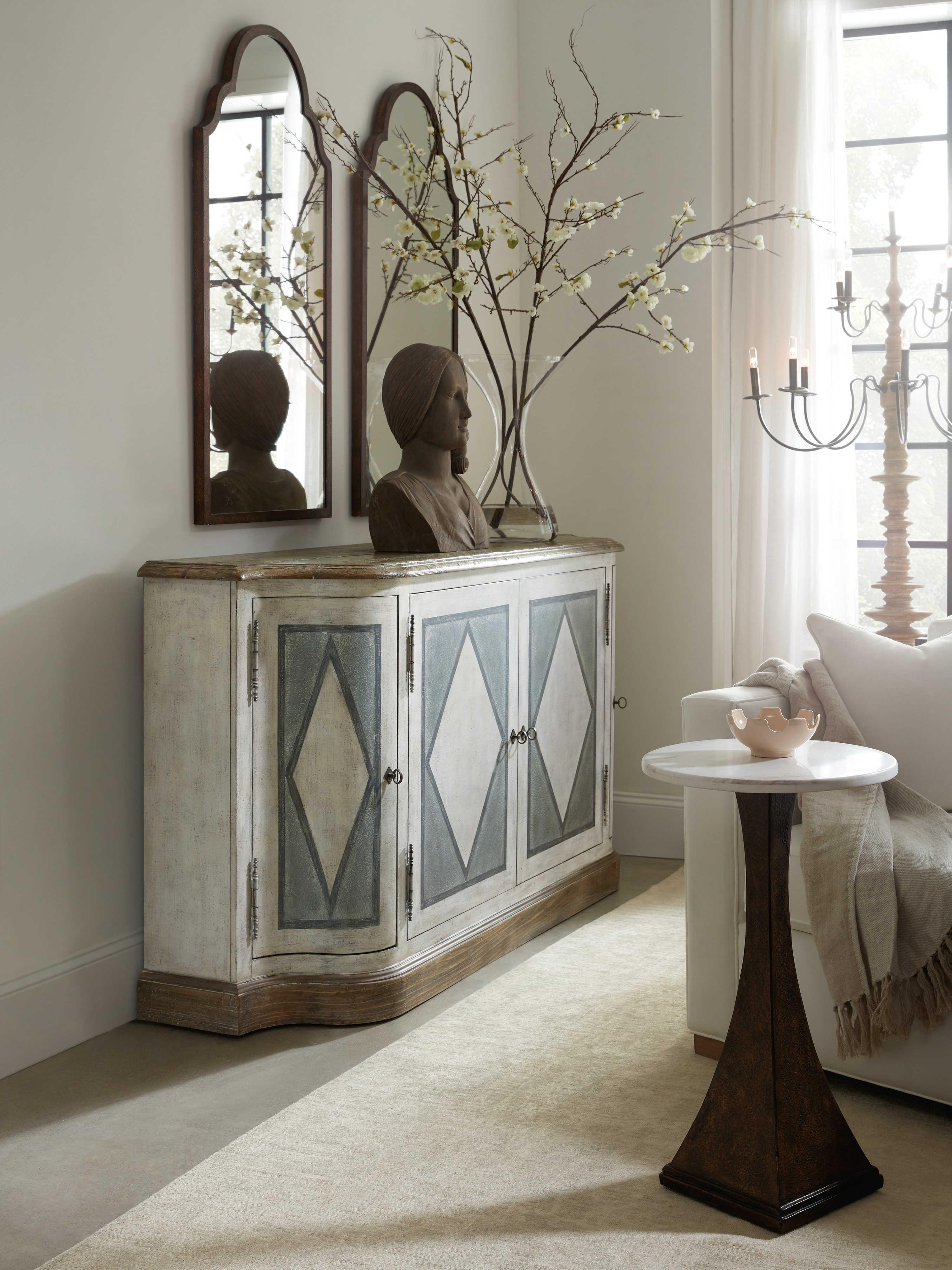 Hooker Furniture Boheme 72" Hardwood Whitewash Merino Blue Sideboard