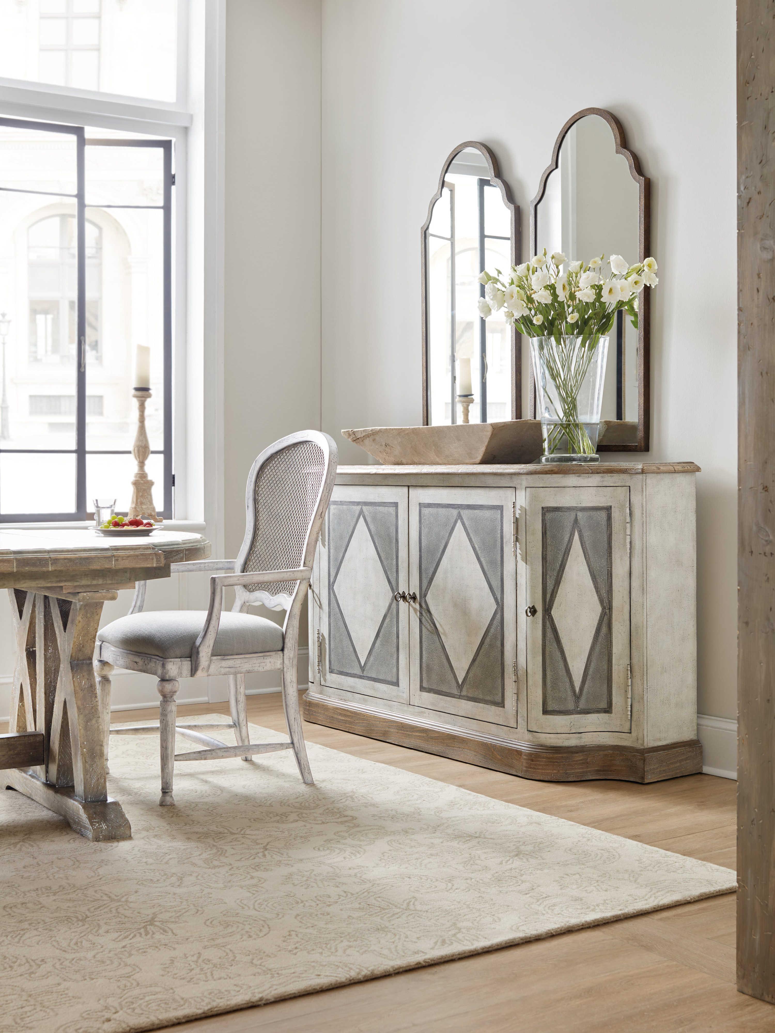 Hooker Furniture Boheme 72" Hardwood Whitewash Merino Blue Sideboard