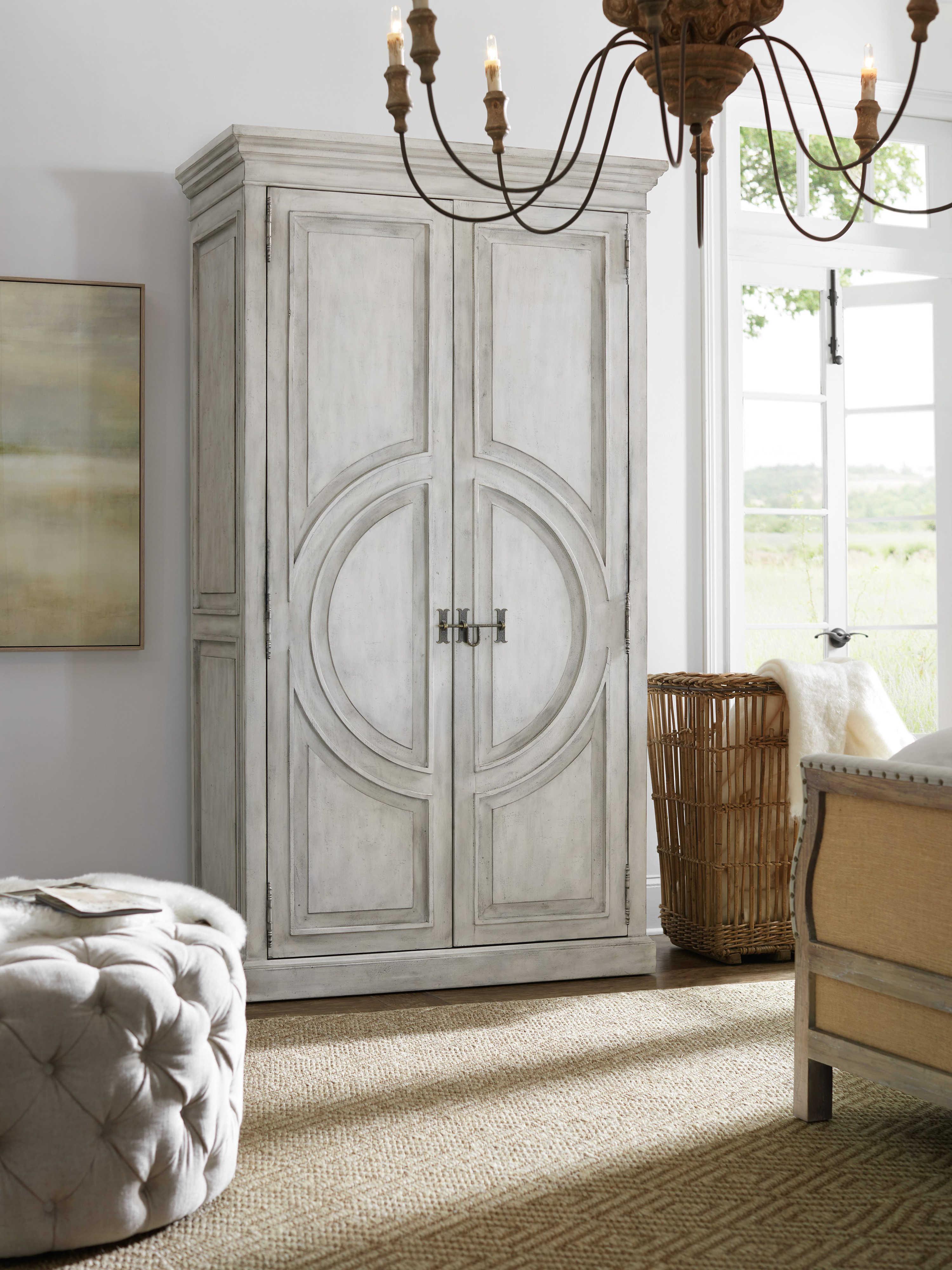 Luxecor Heritage Whitewash Merino Blue Poplar Wood Wardrobe Armoire