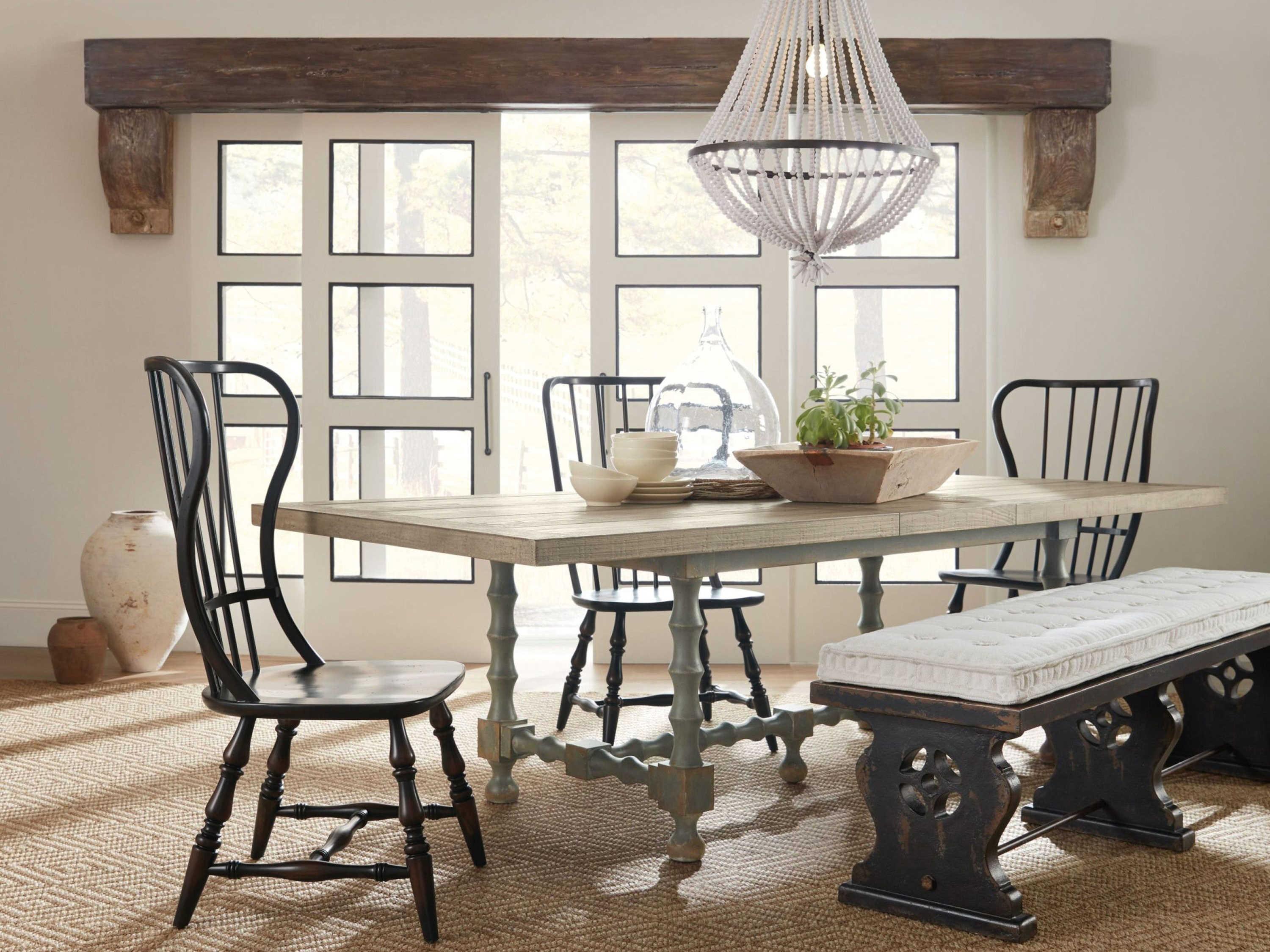 Hooker Furniture Ciao Bella Rectangular Wood Flaky White Gray Dining Table