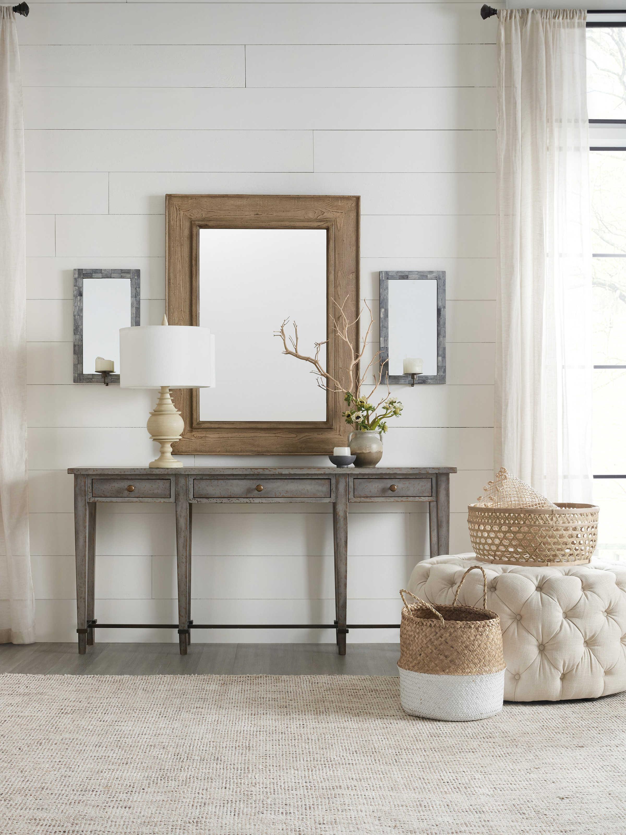 Hooker Furniture Ciao Bella Narrow Rectangular Wood Gray Console Table