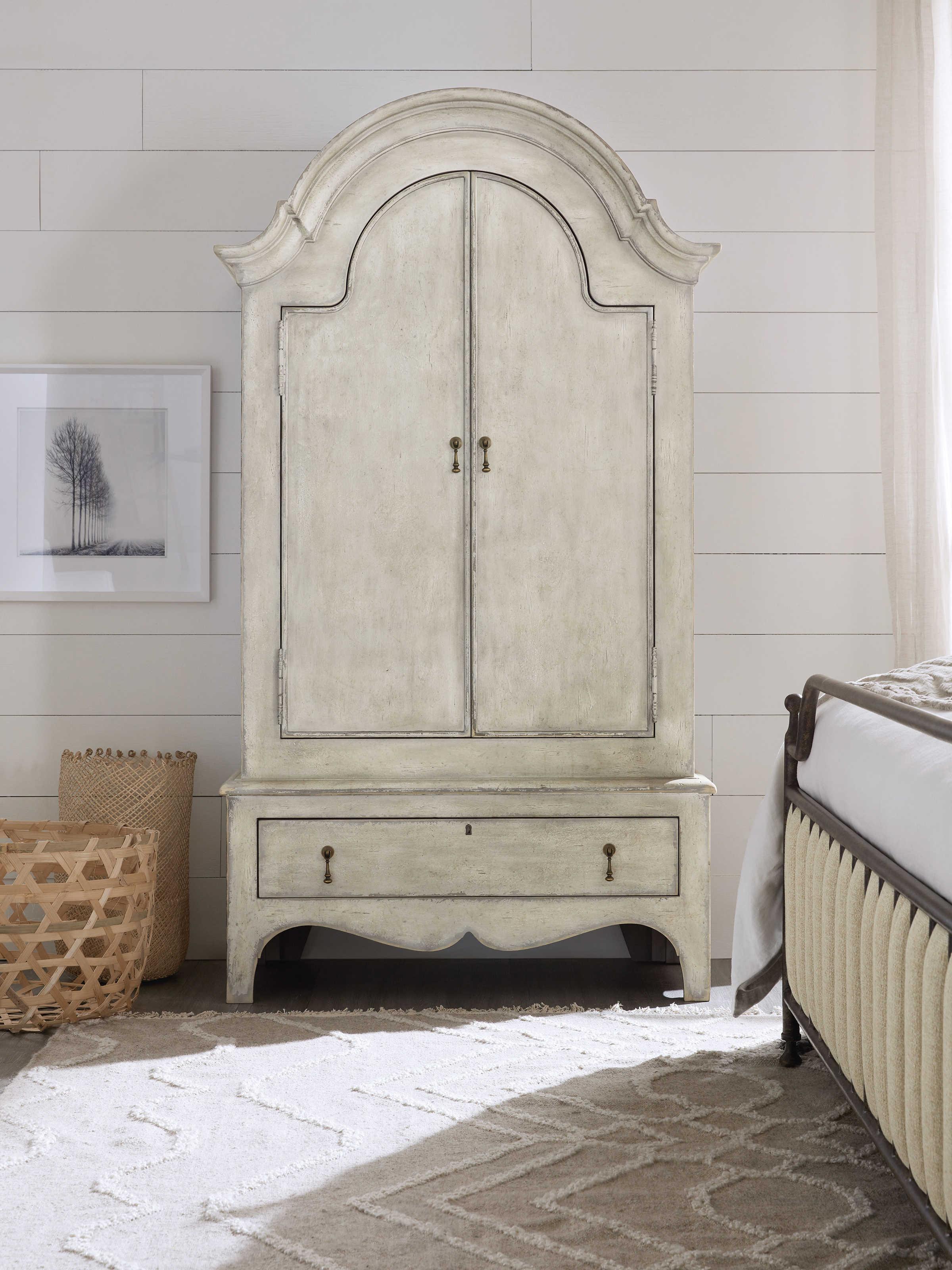 Hooker Furniture Ciao Bella Distressed White Hardwood Wardrobe Armoire