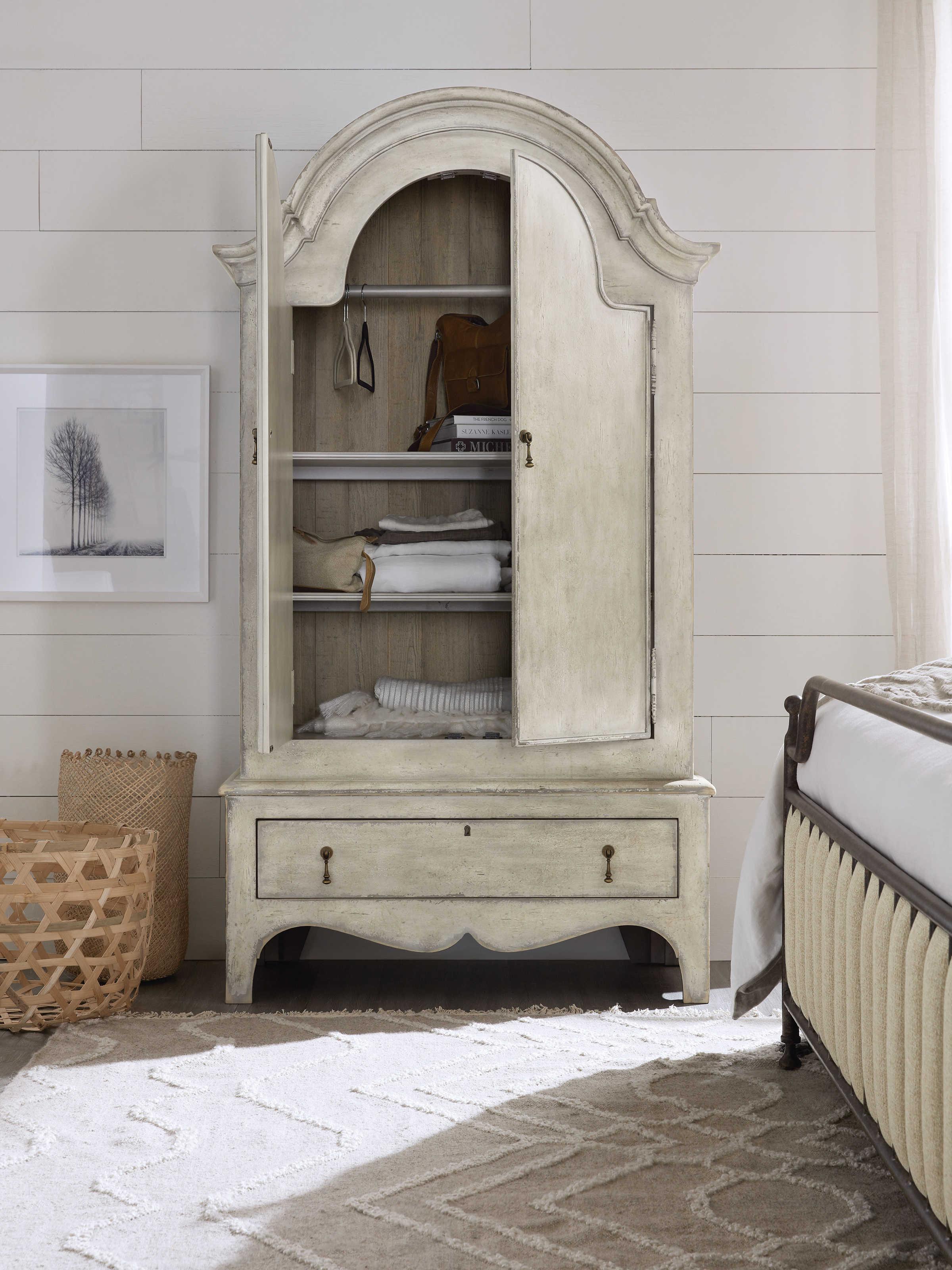 Hooker Furniture Ciao Bella Distressed White Hardwood Wardrobe Armoire