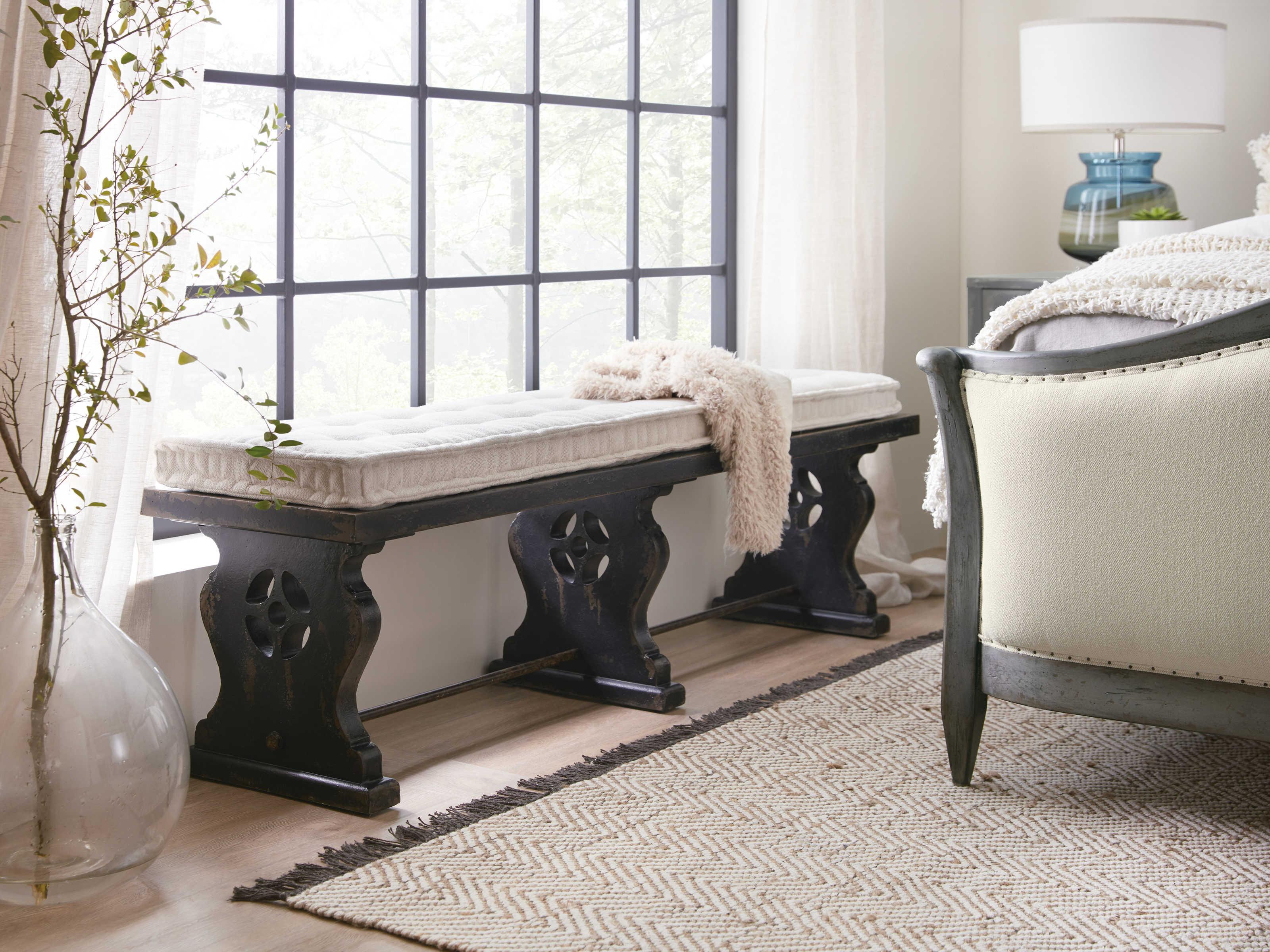 Hooker Furniture Ciao Bella Tuscan White Black Upholstered Accent Bench