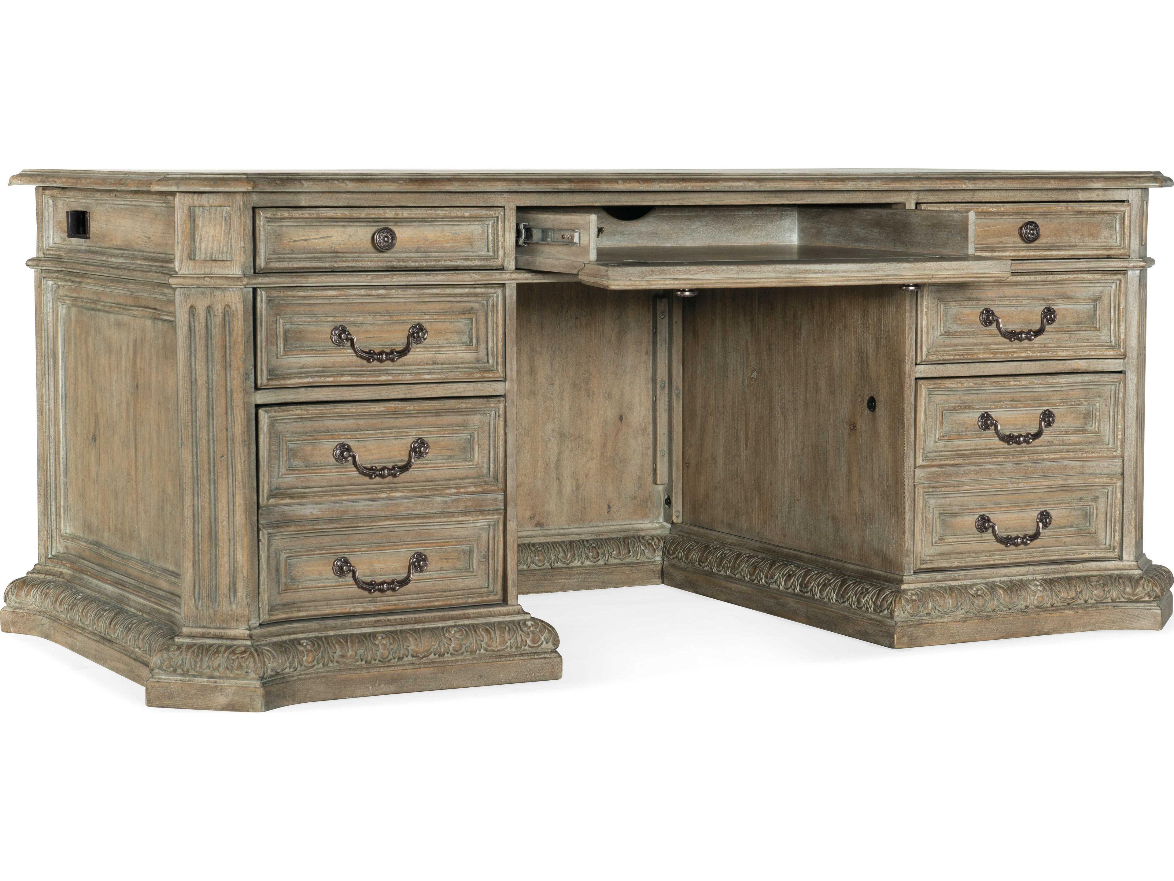 Hooker Furniture Castella Antique Slate Brown Ash Wood Executive Desk
