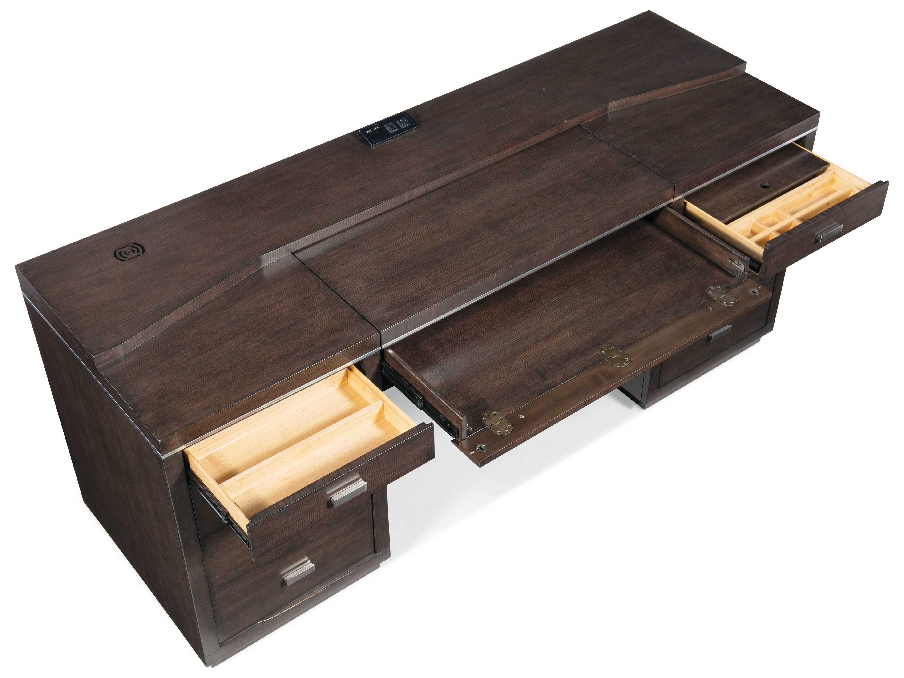 Luxecor Heritage House Blend Dark Wood Brown Ash Credenza Desk