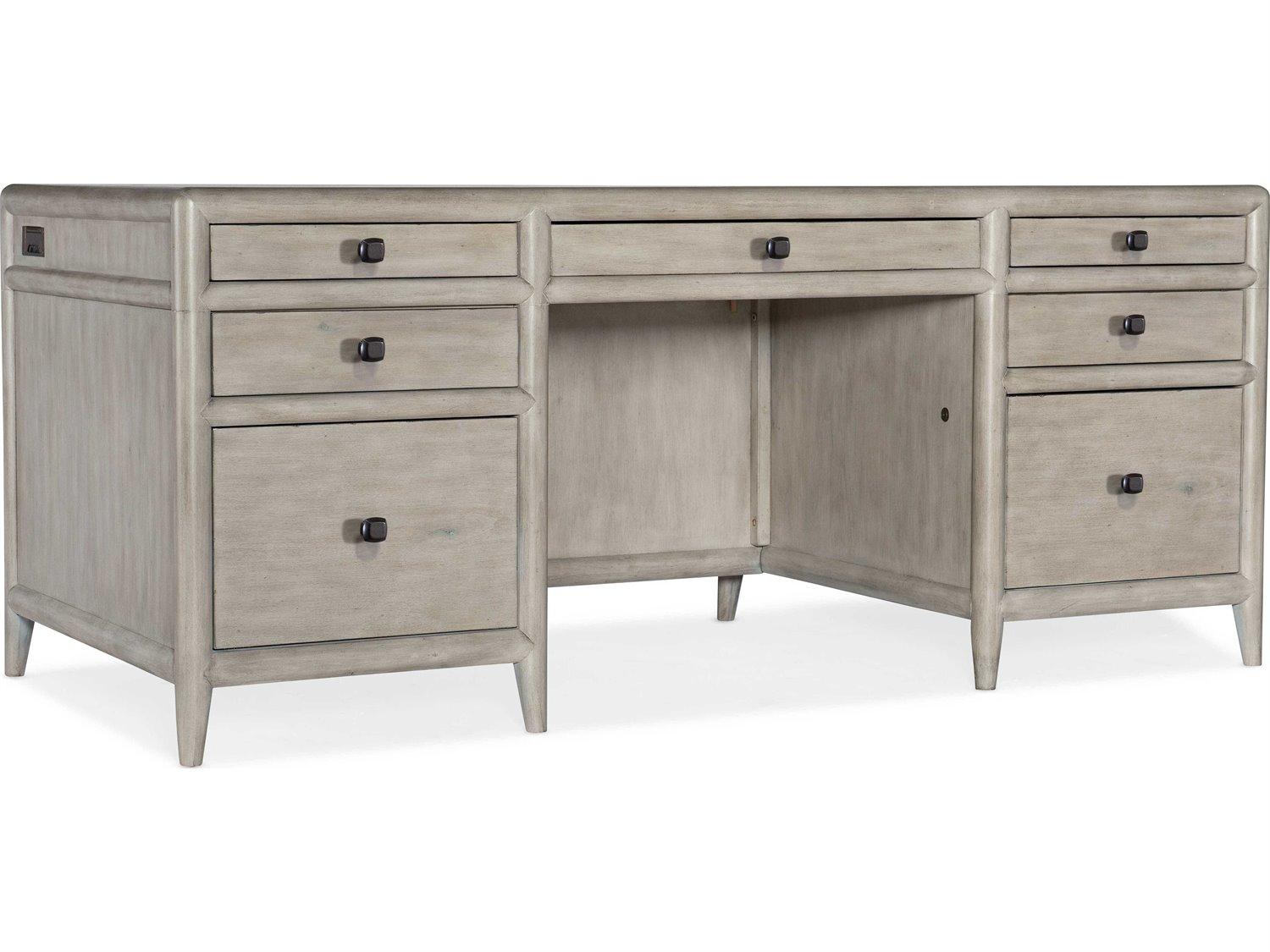 Hooker Furniture Work Your Way Burnham Grey Mink Alder Wood Executive Desk
