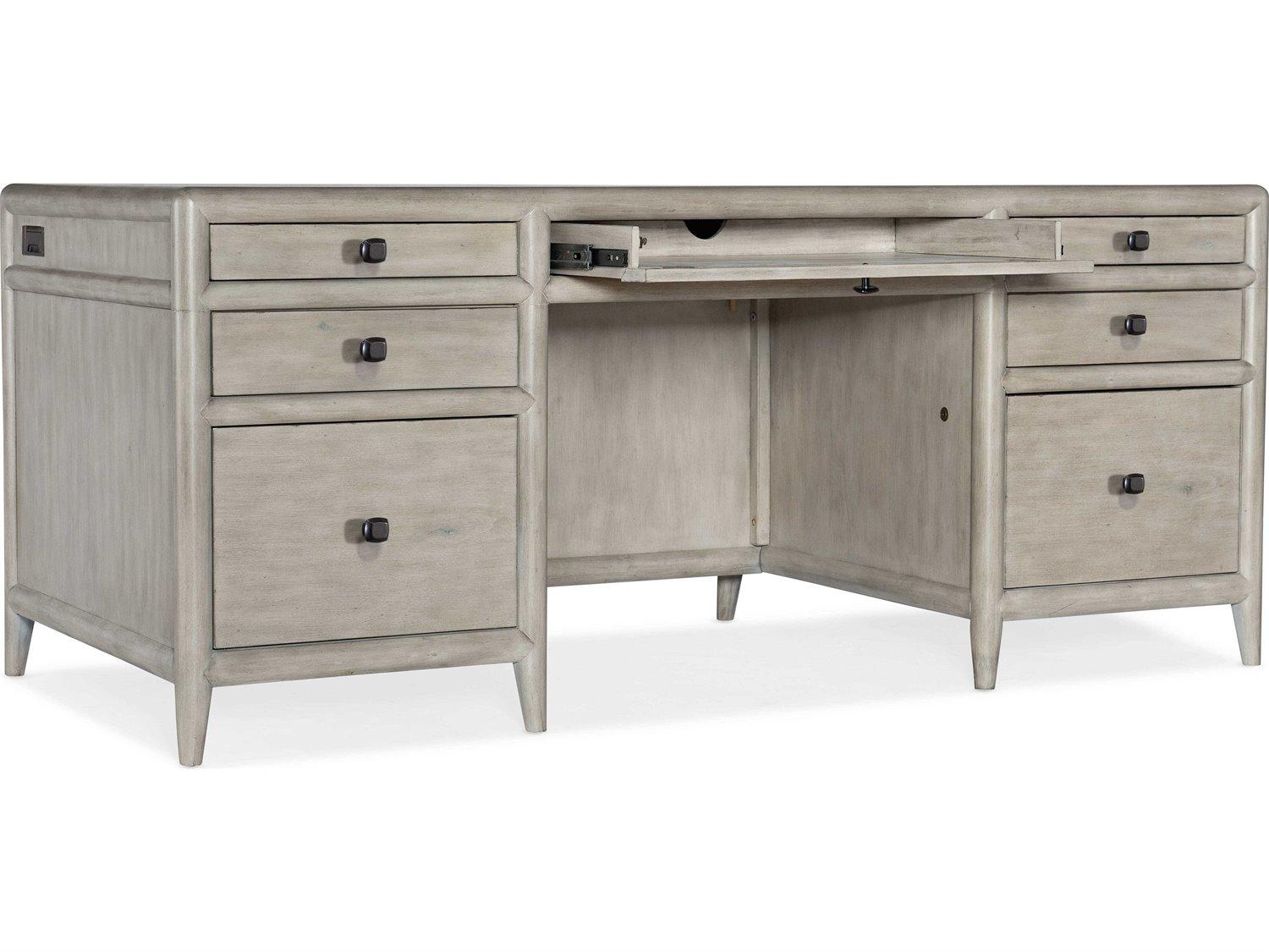 Hooker Furniture Work Your Way Burnham Grey Mink Alder Wood Executive Desk