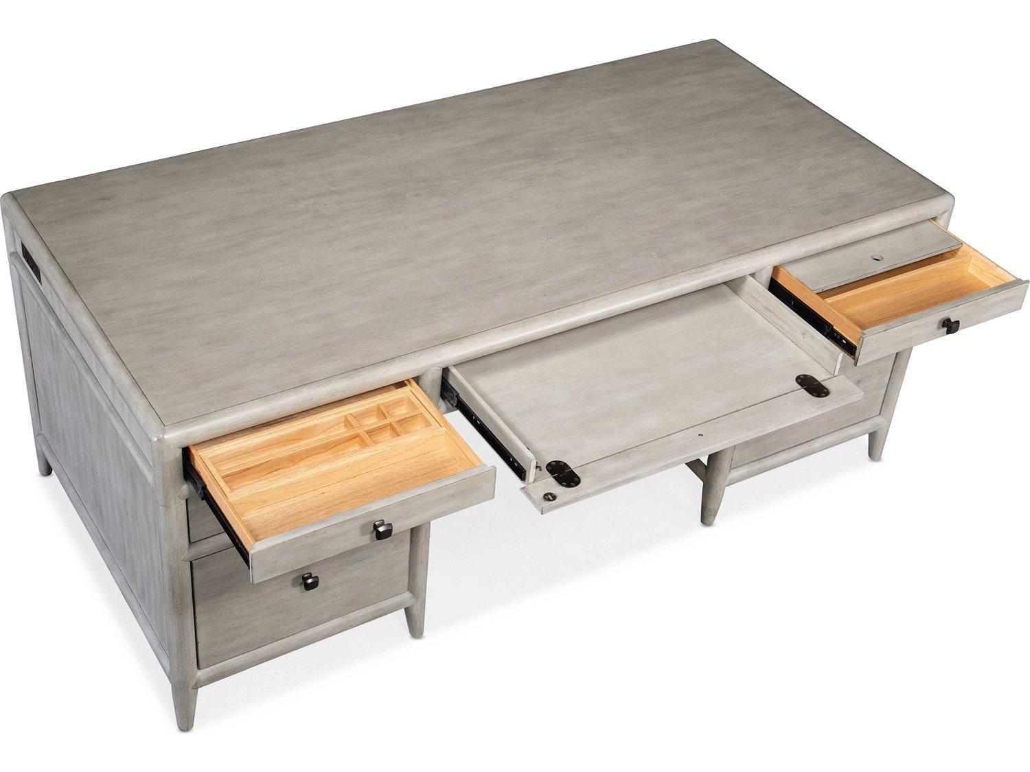 Hooker Furniture Work Your Way Burnham Grey Mink Alder Wood Executive Desk