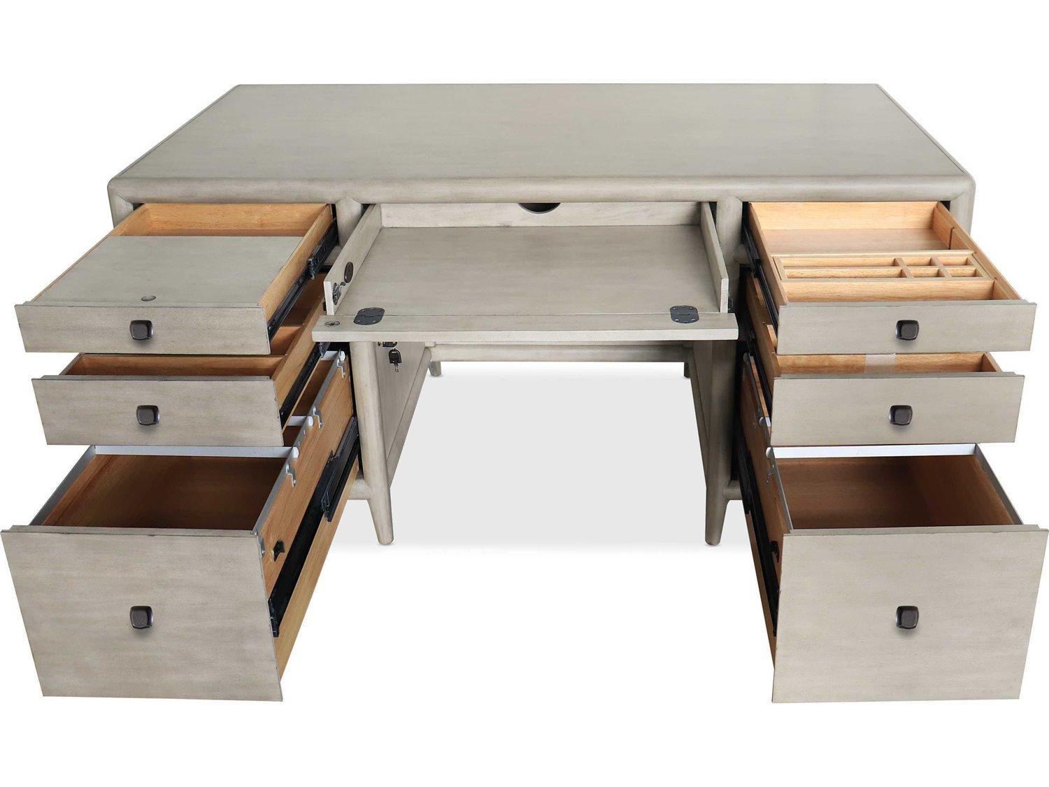 Hooker Furniture Work Your Way Burnham Junior Grey Mink Alder Wood Executive Desk