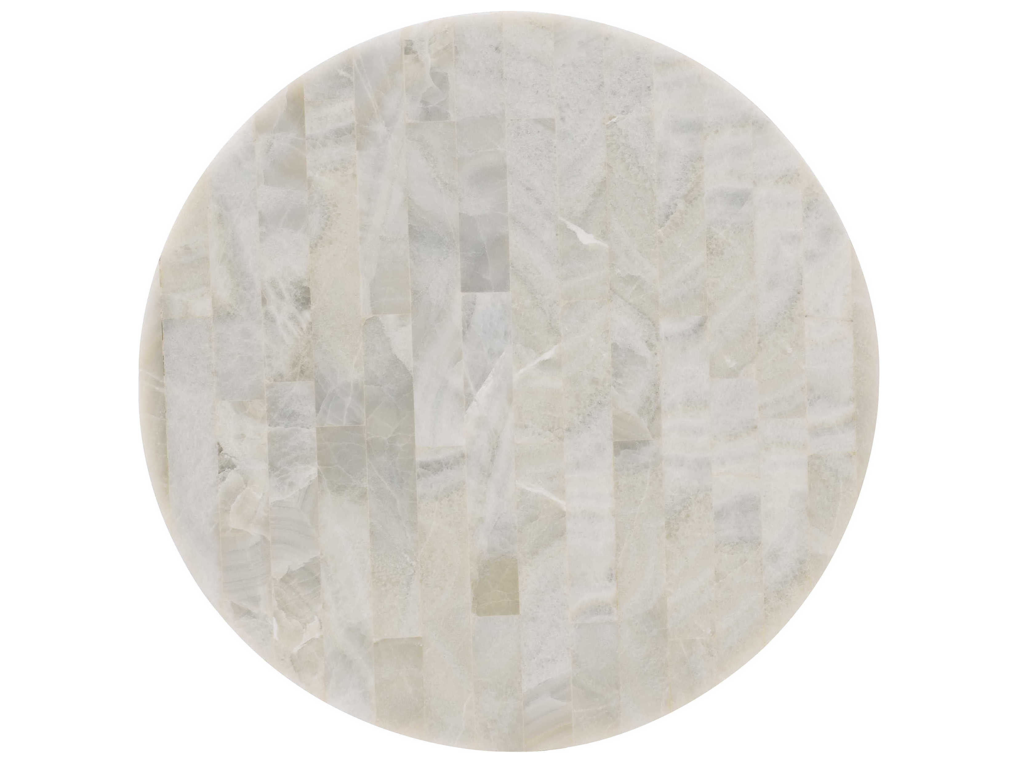 Hooker Furniture Melange Corrina Round Stone White Onyx Gold End Table