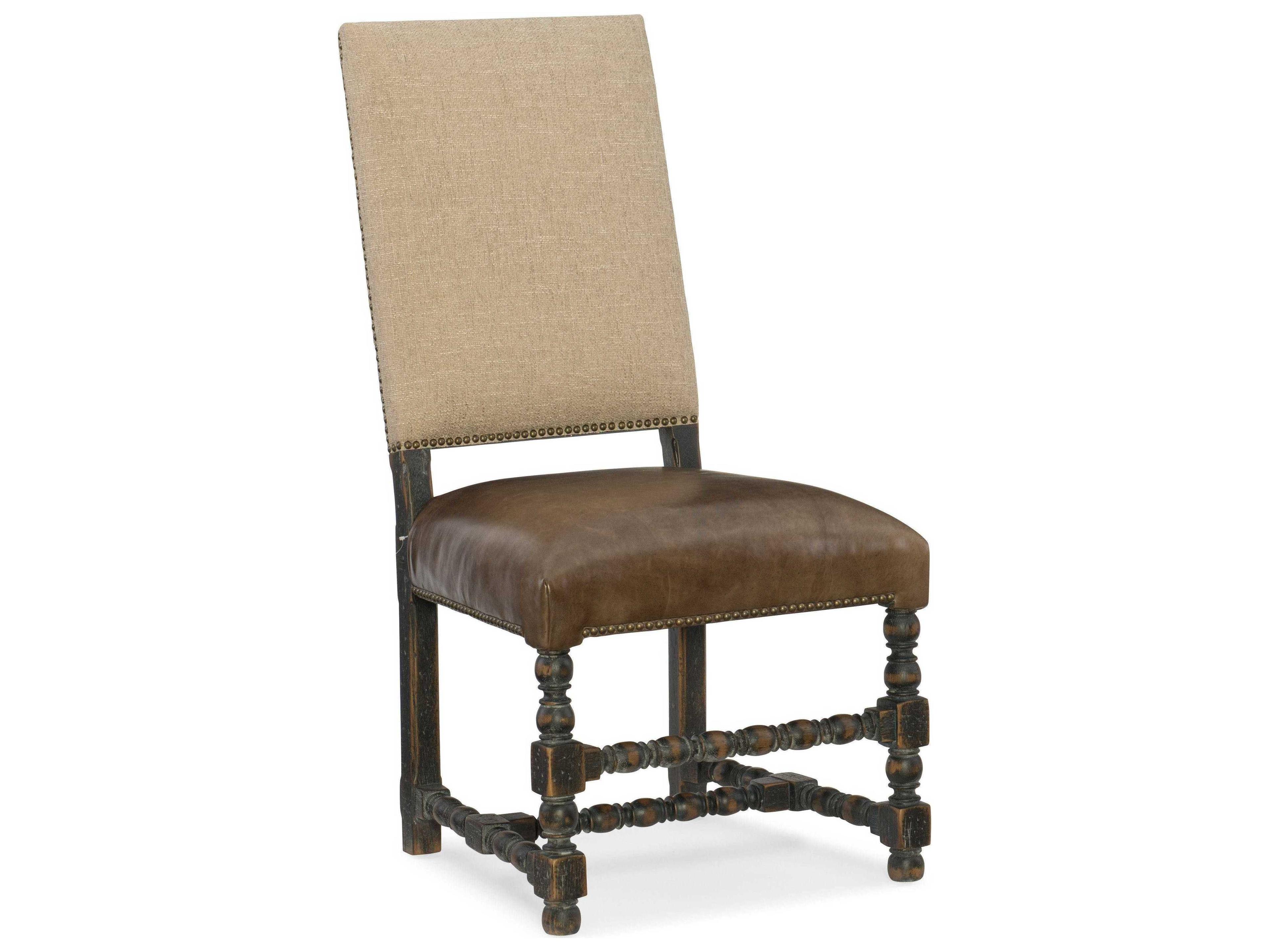 Hooker Furniture Hill Country Leather Hardwood Brown Upholstered Side Dining Chair