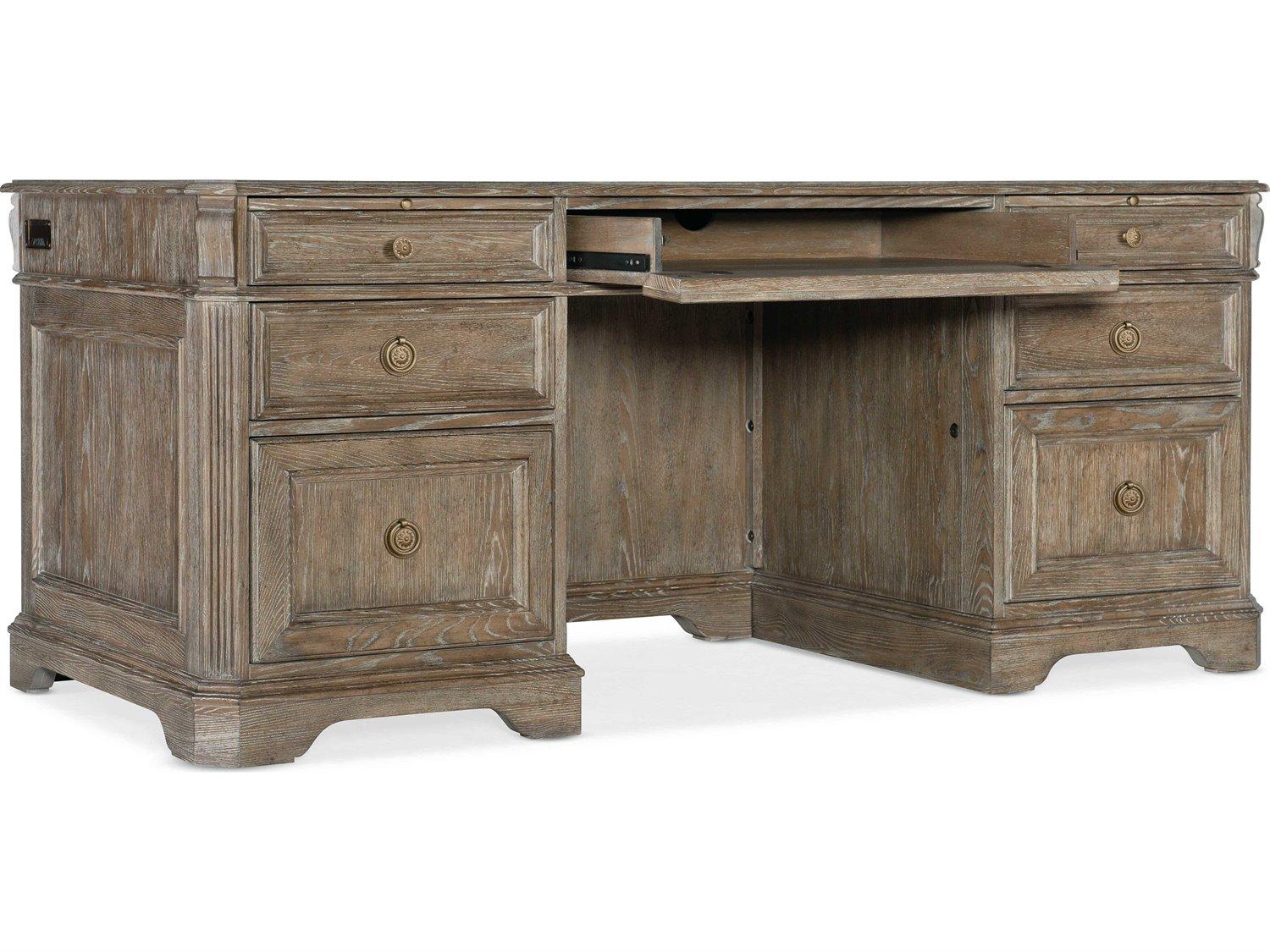 Hooker Furniture Work Your Way Sutter Junior Claro Brown Oak Wood Executive Desk