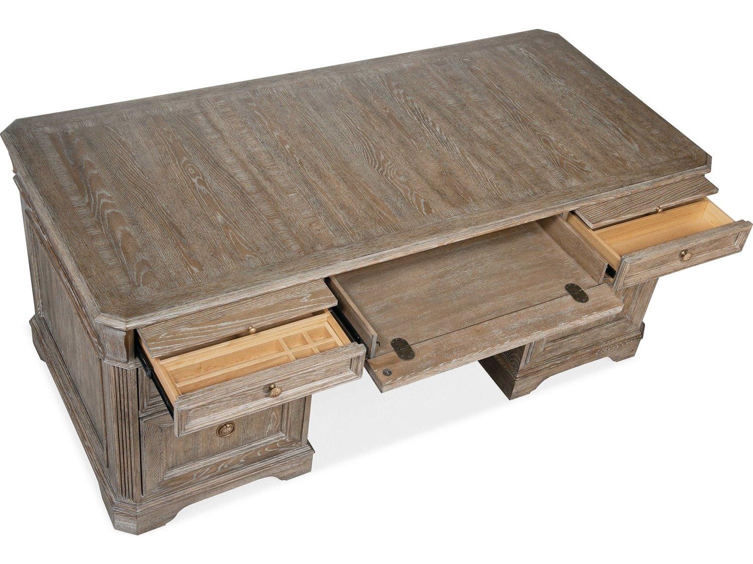 Hooker Furniture Work Your Way Sutter Junior Claro Brown Oak Wood Executive Desk