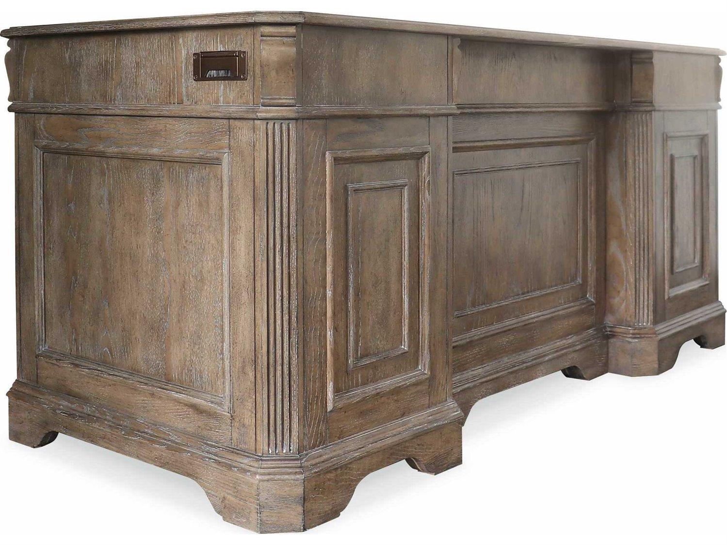 Hooker Furniture Work Your Way Sutter Junior Claro Champagne Brown Oak Wood Executive Desk