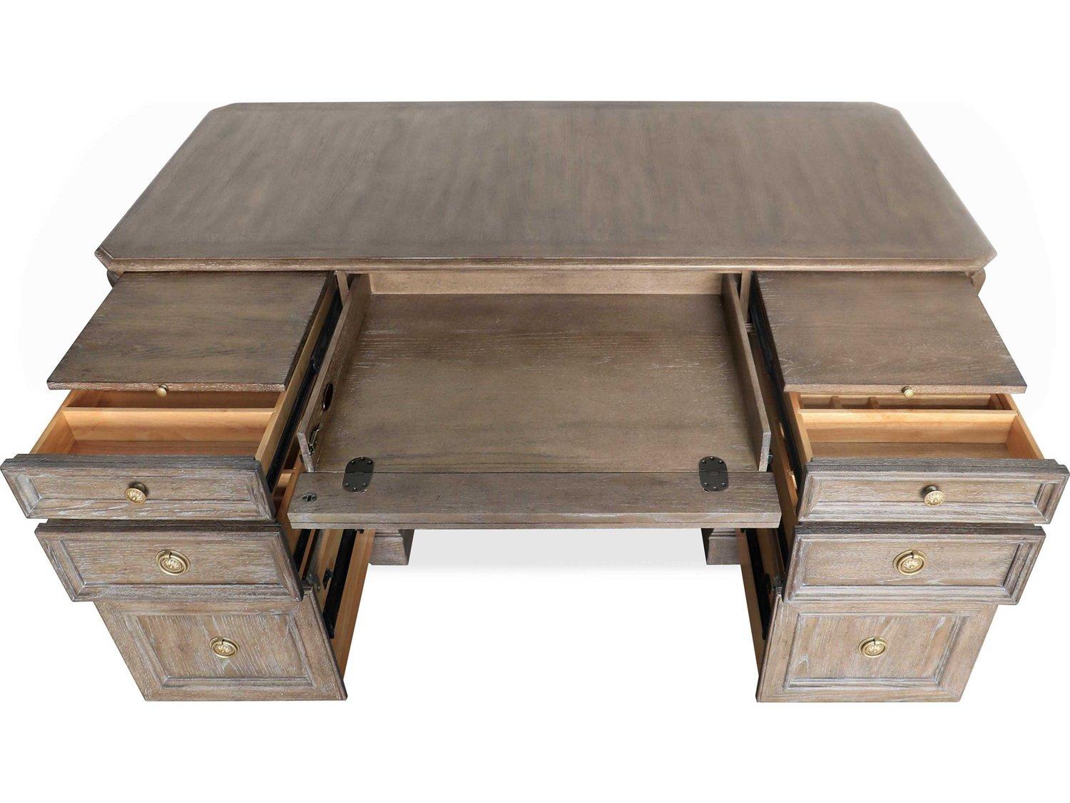 Hooker Furniture Work Your Way Sutter Junior Claro Champagne Brown Oak Wood Executive Desk