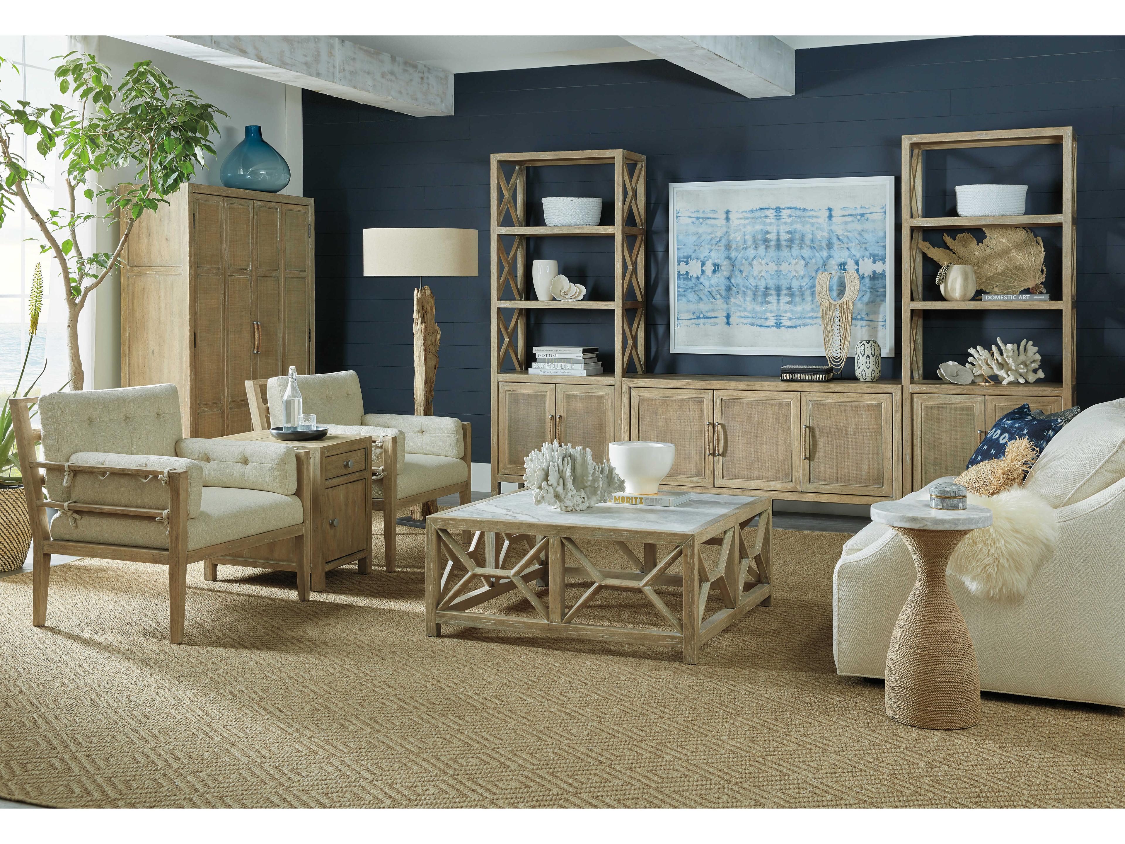 Hooker Furniture Surfrider Square Stone Driftwood Cocktail Table