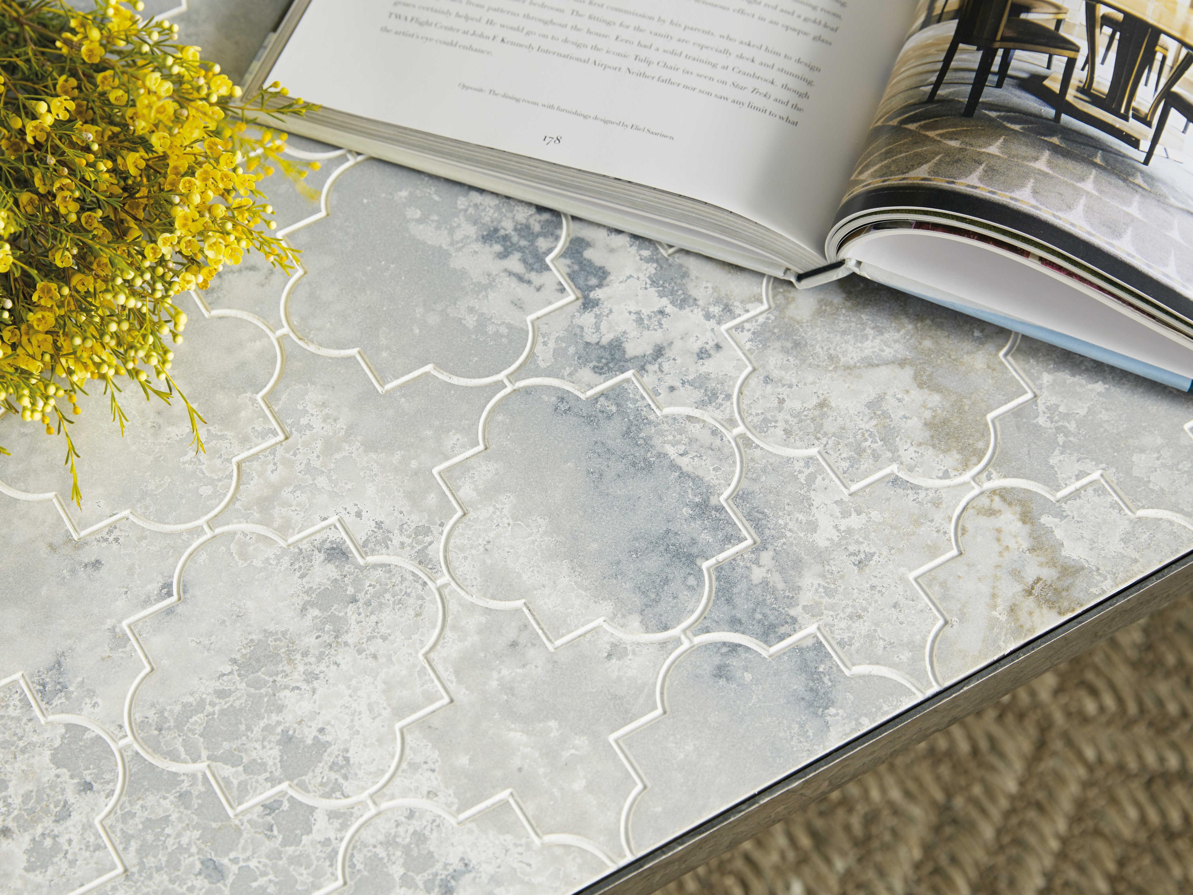 Hooker Furniture Alfresco Lapilli Carved Top Square Silver Cocktail Table