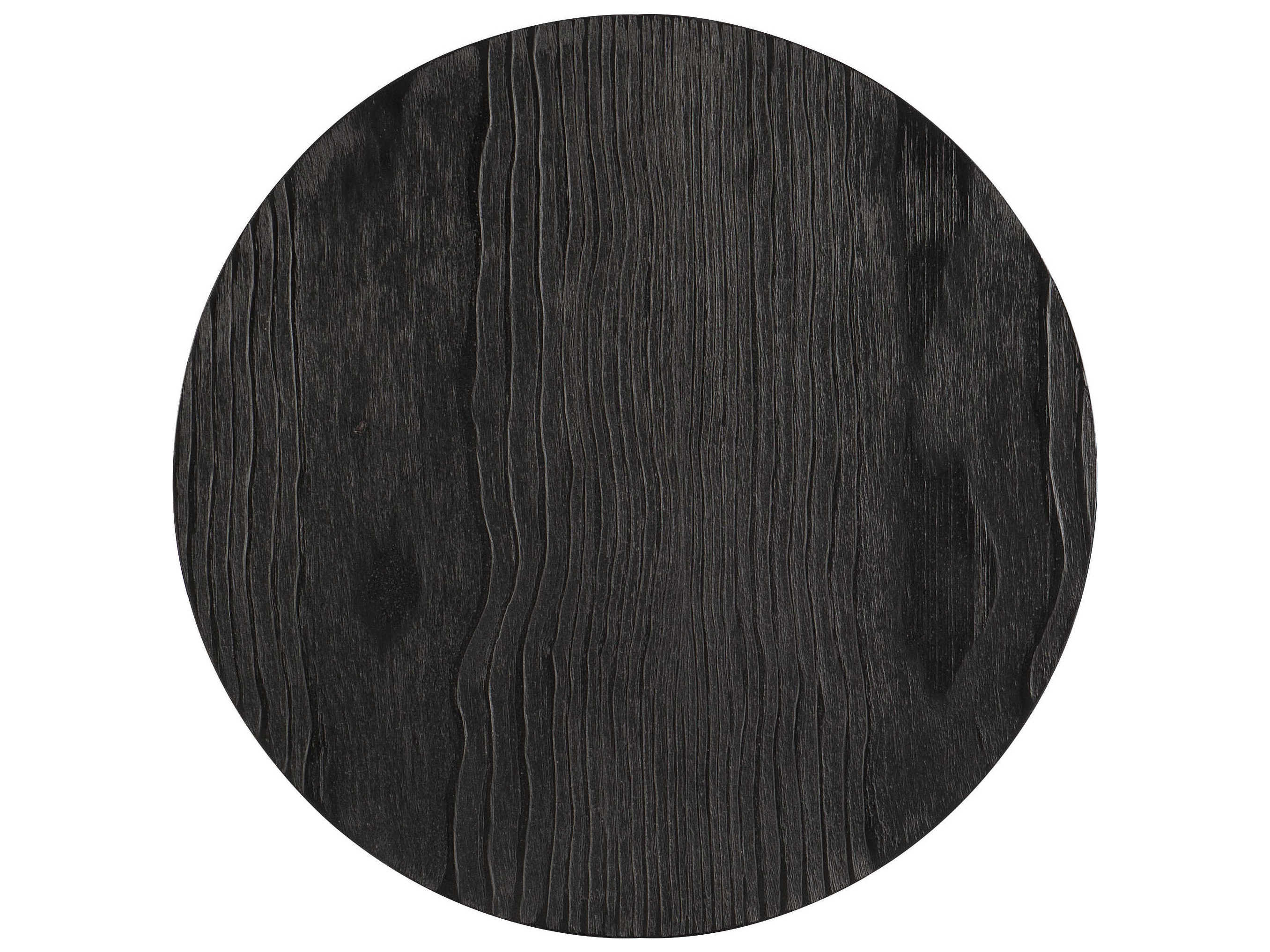 Hooker Furniture Chapman Shou Sugi Ban Round Wood Black End Table