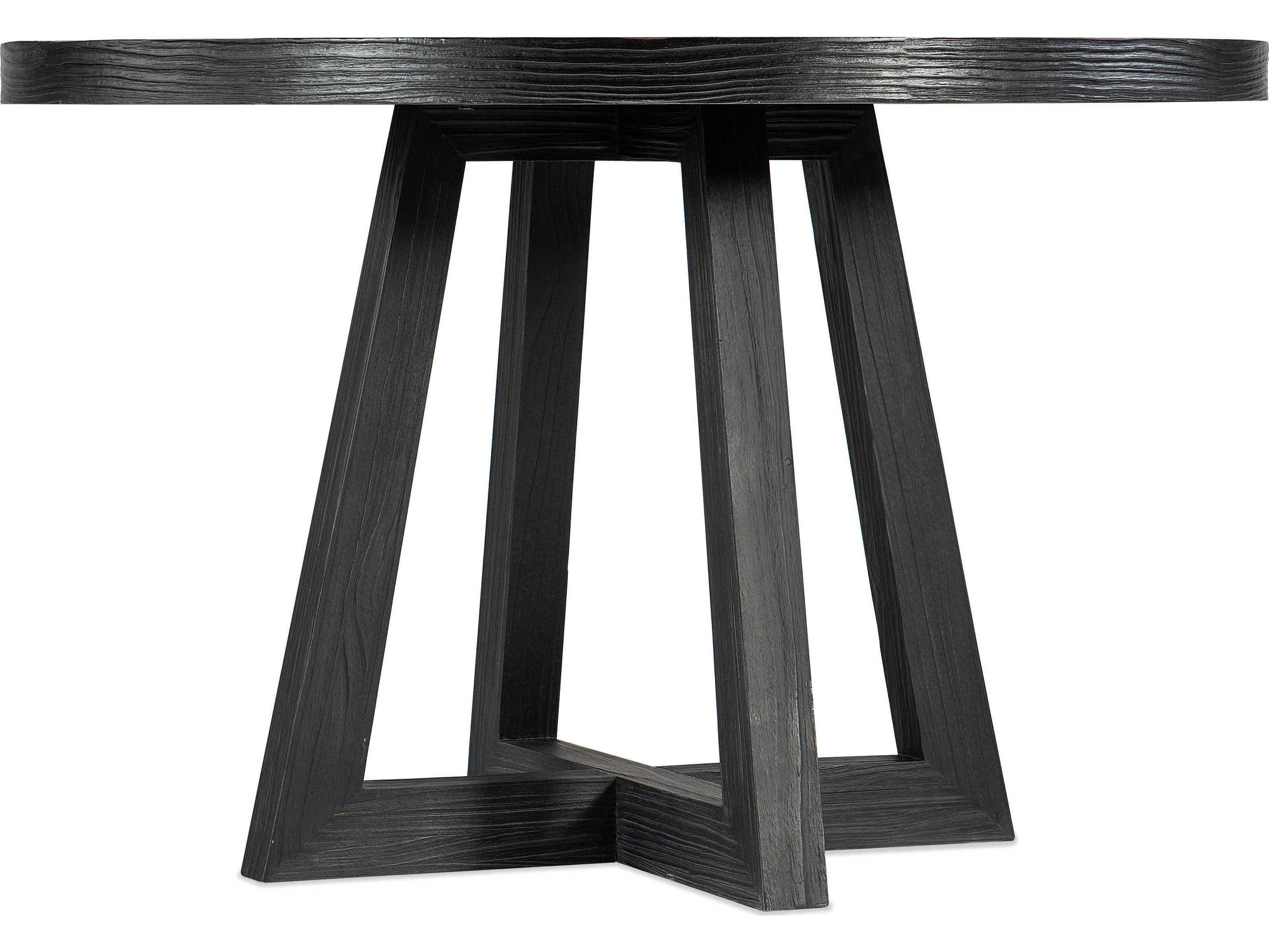 Hooker Furniture Chapman Shou Sugi Ban Petite Round Wood Black Dining Table
