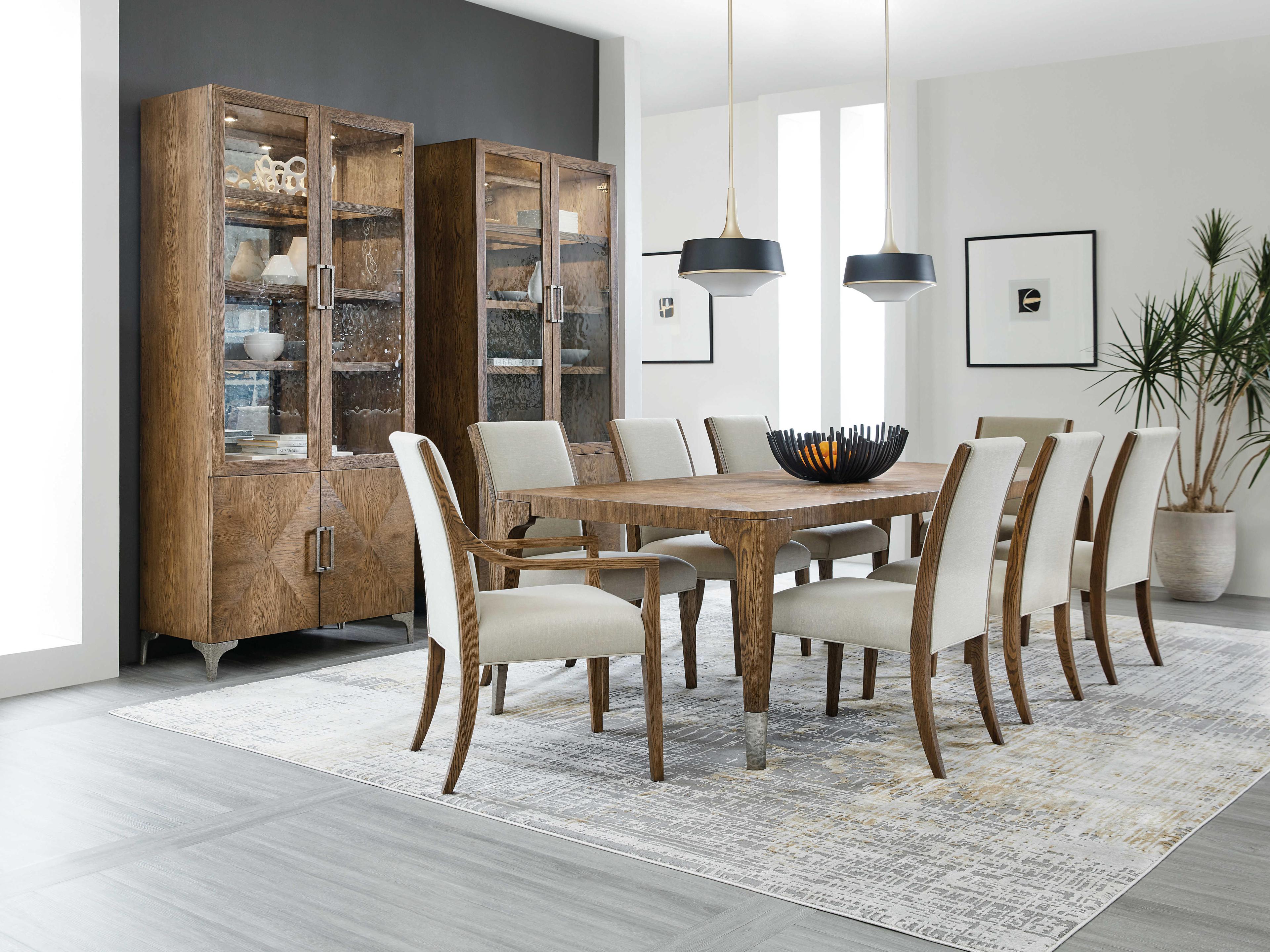 Hooker Furniture Chapman Oak Wood Beige Upholstered Side Dining Chair