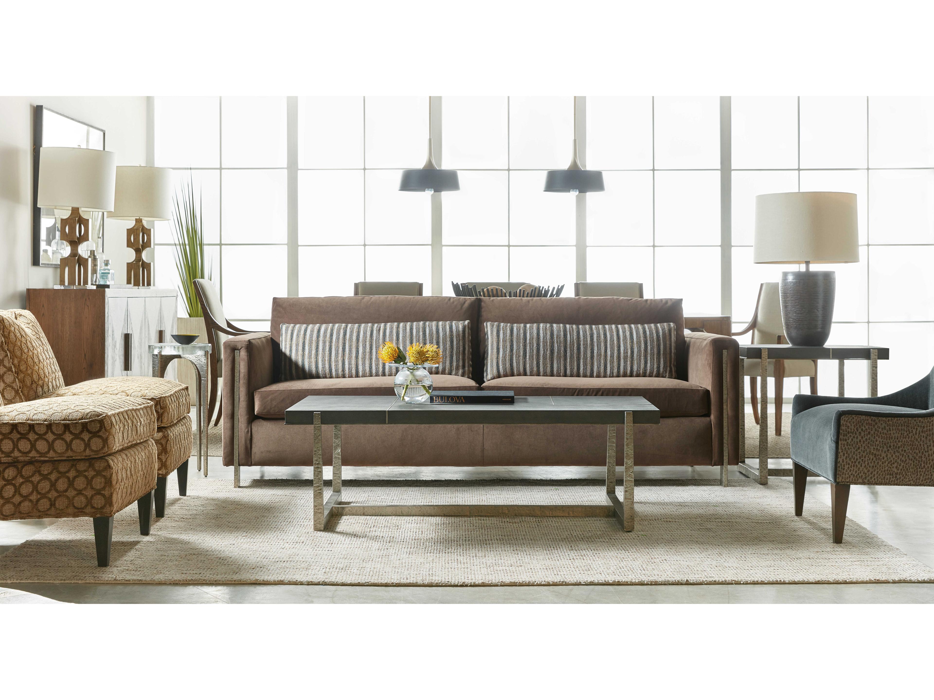 Hooker Furniture Chapman Mixed Media Rectangular Stone Gray Pewter Cocktail Table