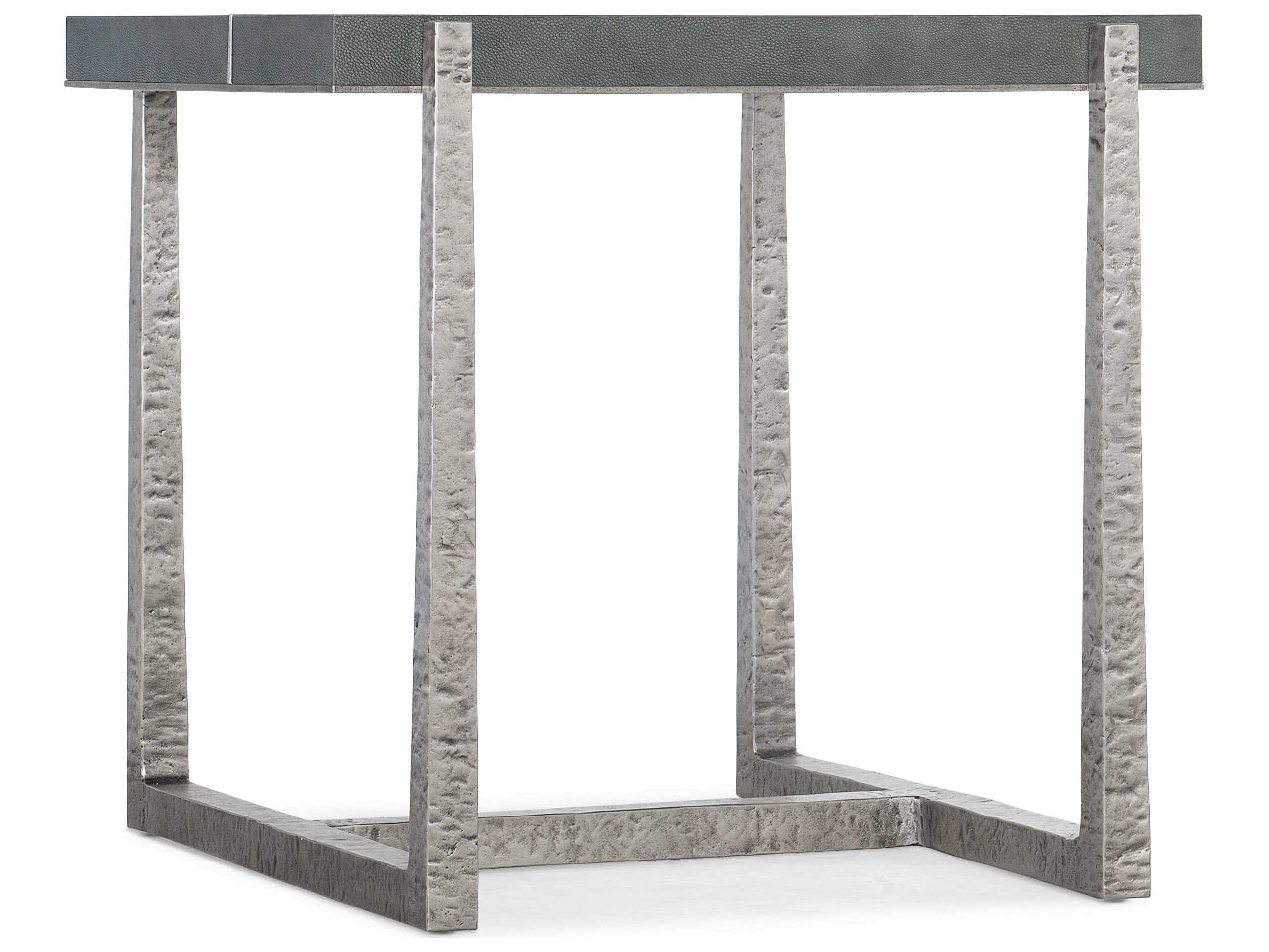 Hooker Furniture Chapman Mixed Media Square Faux Shagreen Gray Pewter End Table