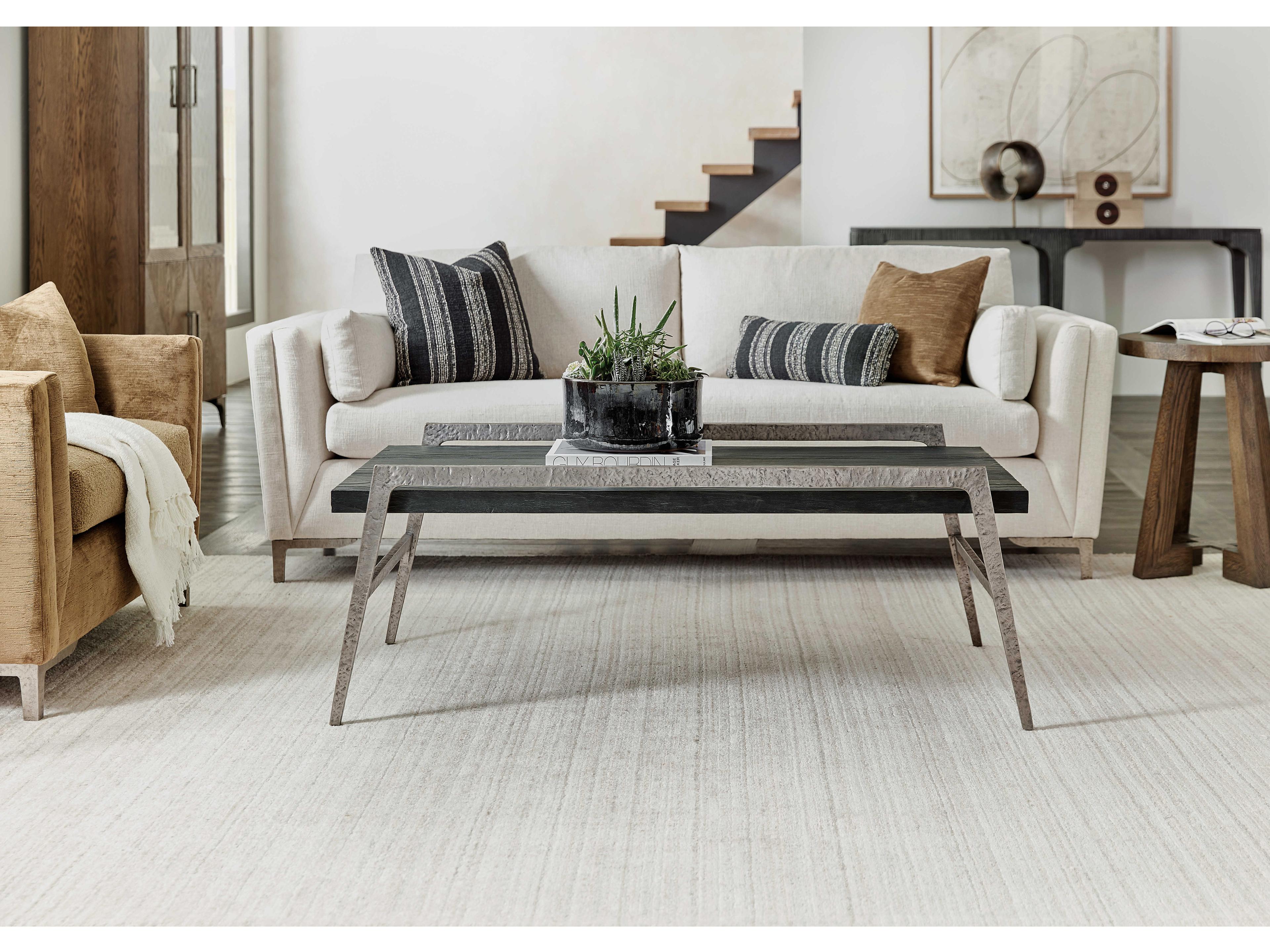 Hooker Furniture Chapman Shou Sugi Ban Rectangular Wood Charred Black Pewter Cocktail Table