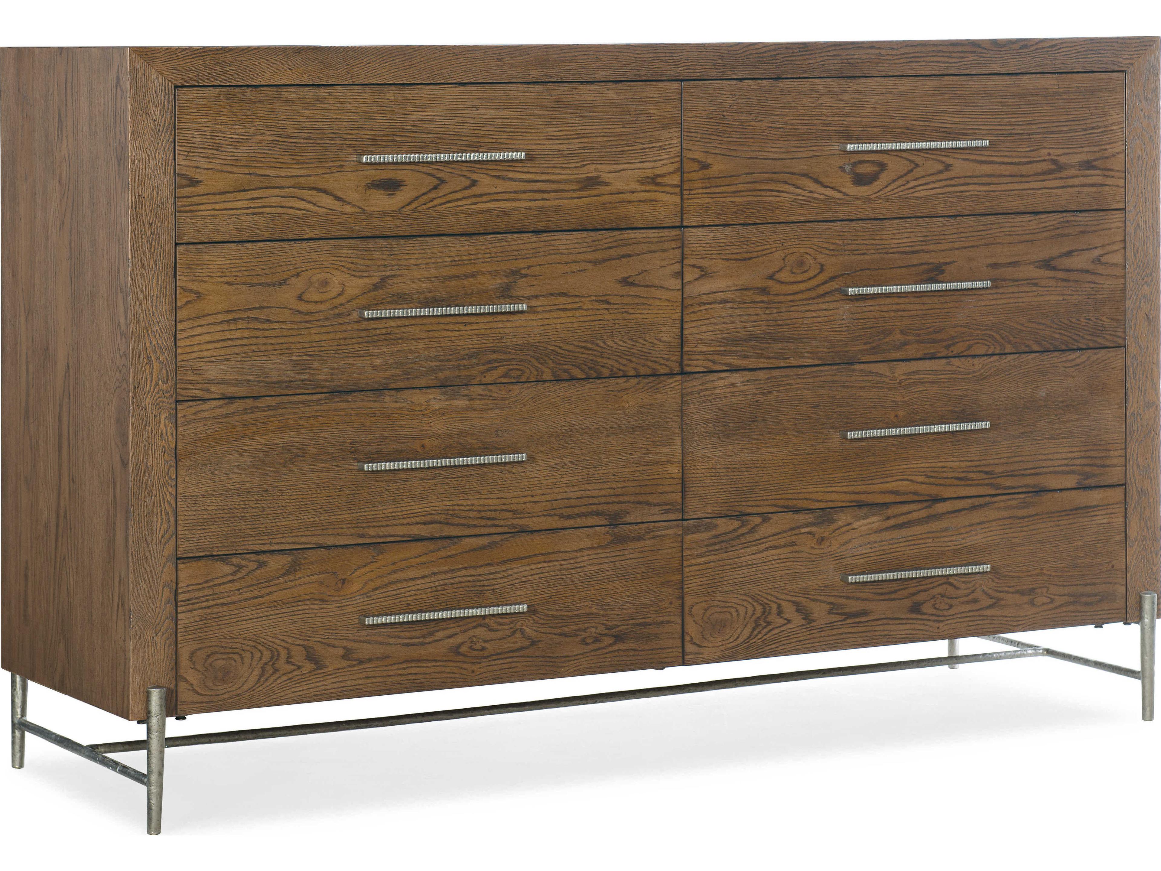 Hooker Furniture Chapman 8-Drawers Brown Oak Wood Double Dresser