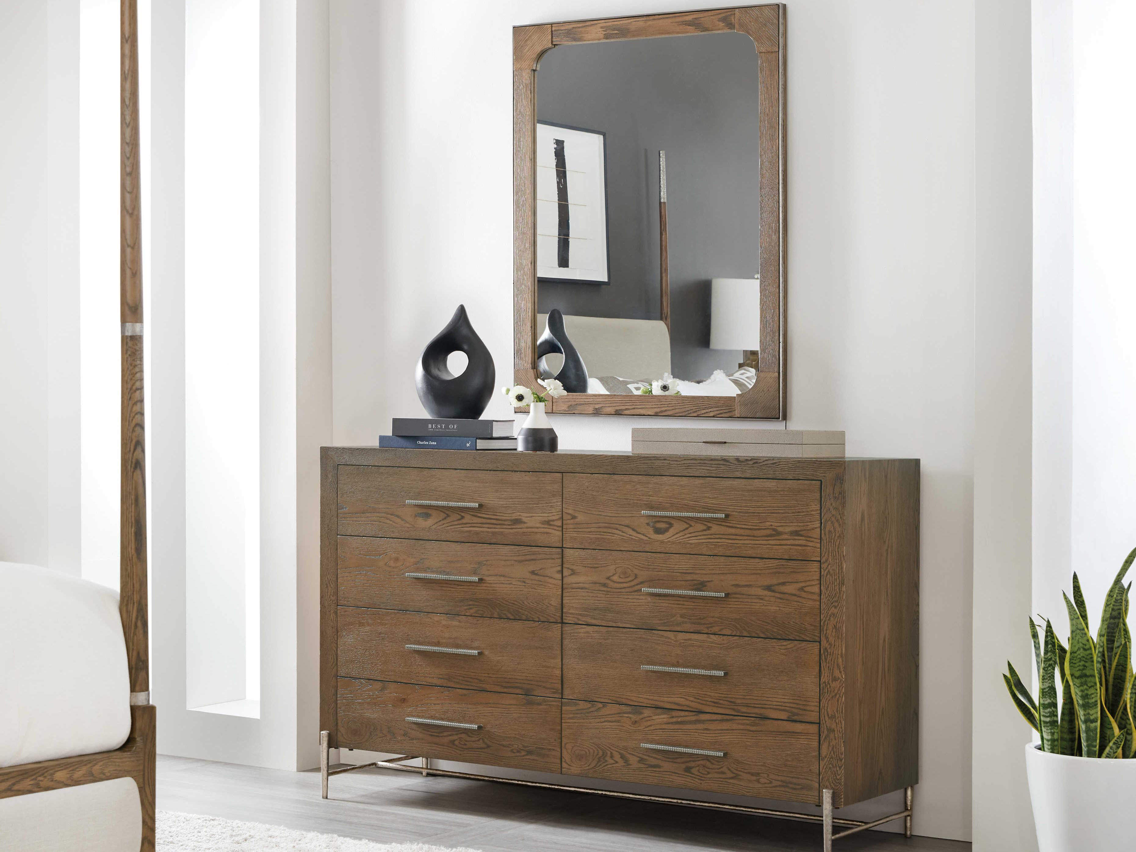 Hooker Furniture Chapman 8-Drawers Brown Oak Wood Double Dresser