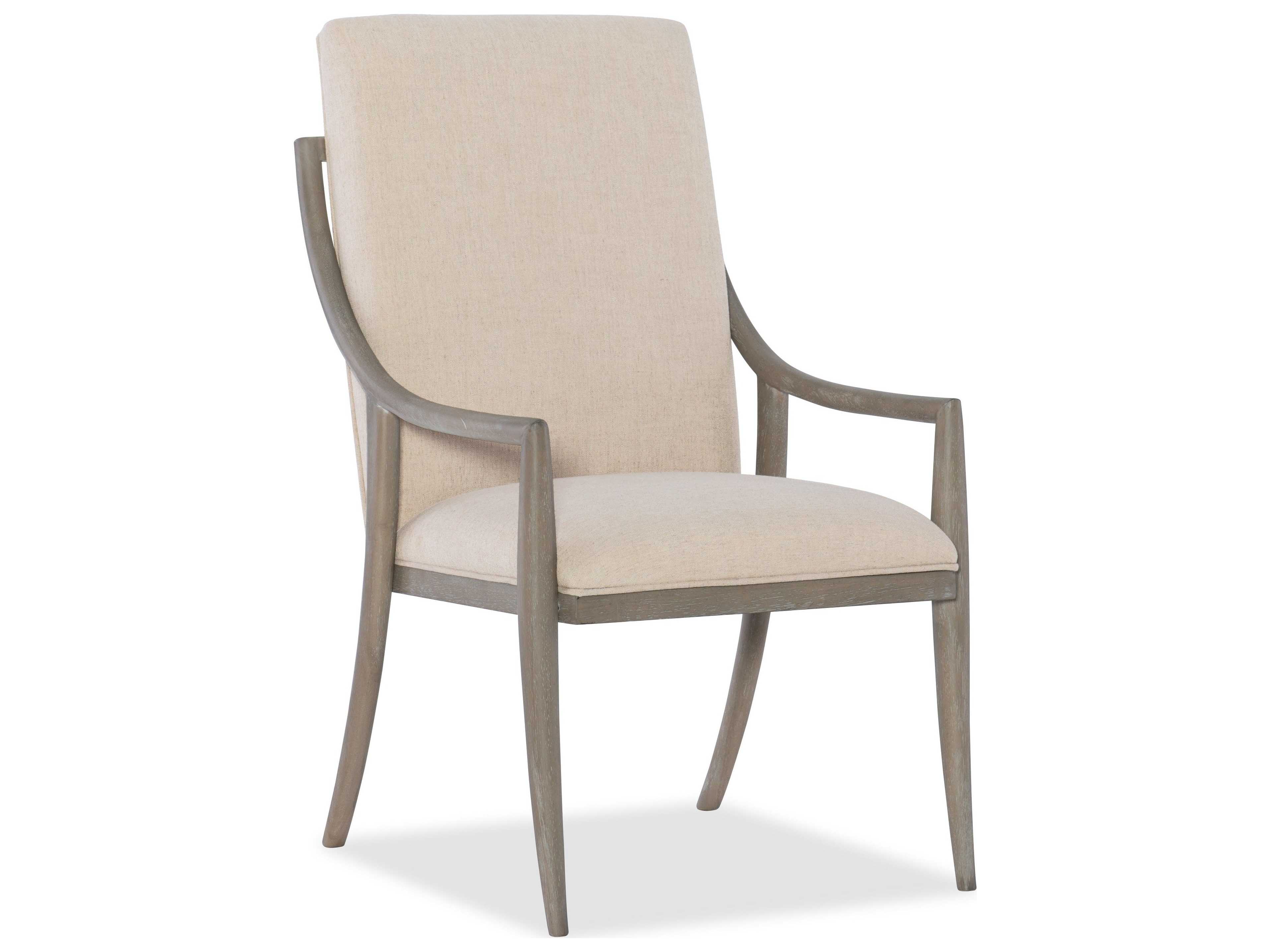 Hooker Furniture Affinity Rubberwood Beige Upholstered Arm Dining Chair