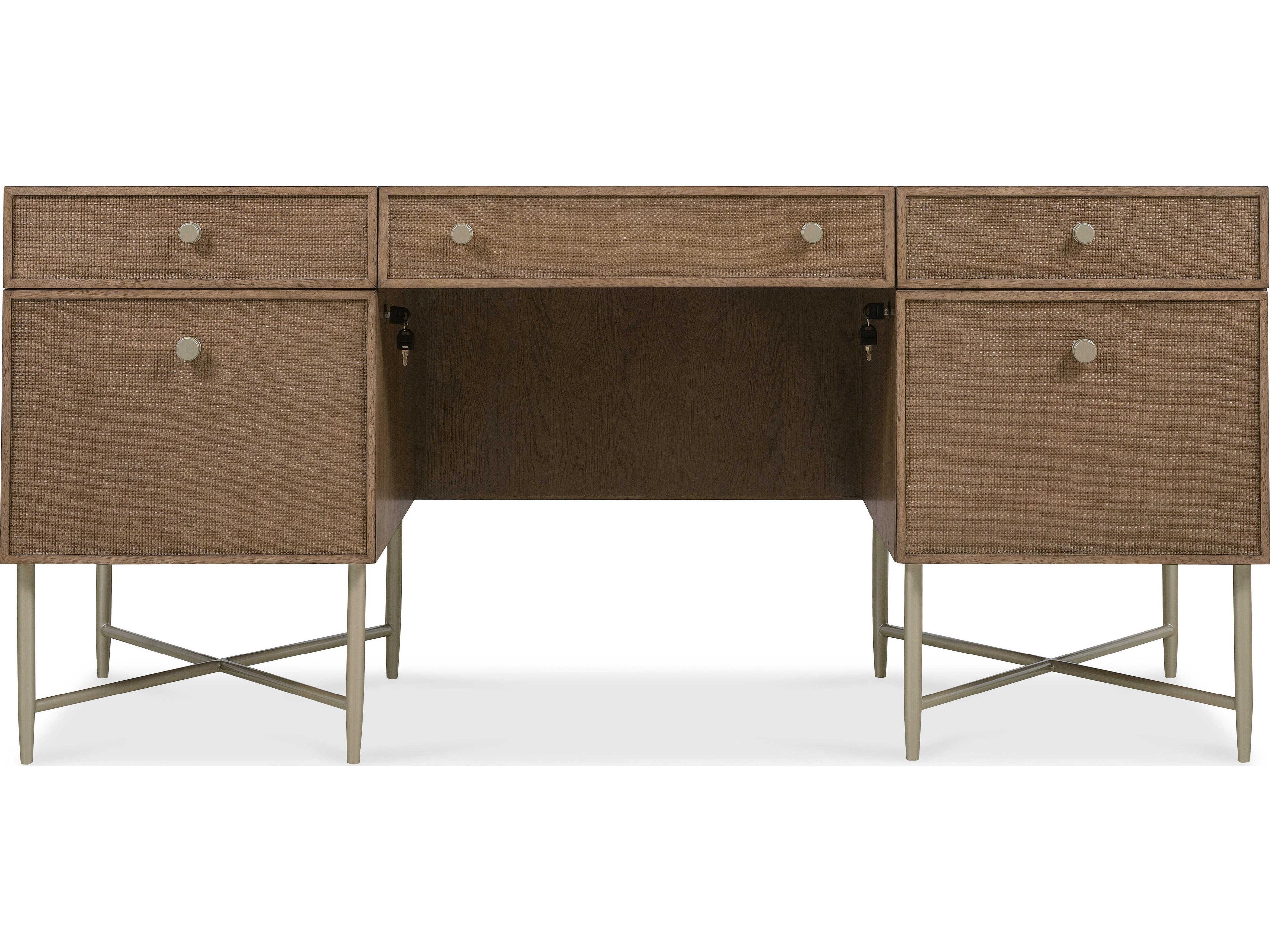 Luxecor Heritage Brown Oak Wood Executive Desk