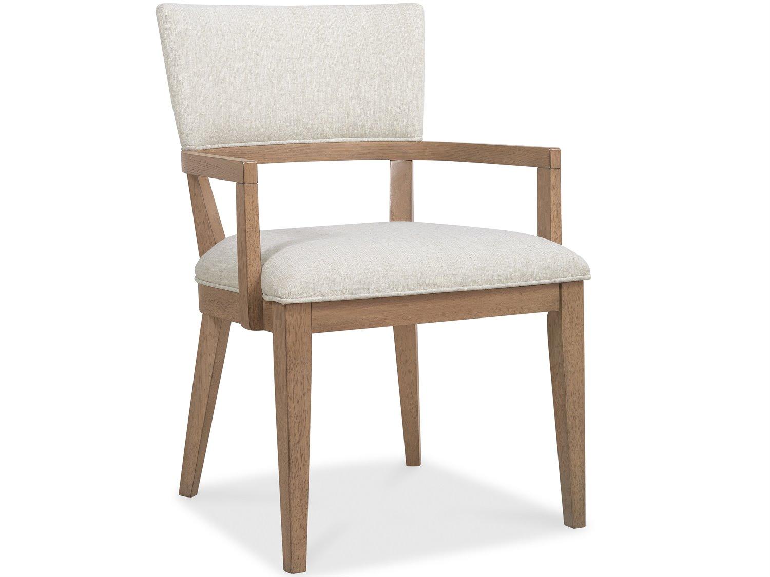 Hooker Furniture Sonnet Oak Wood Beige Upholstered Arm Dining Chair
