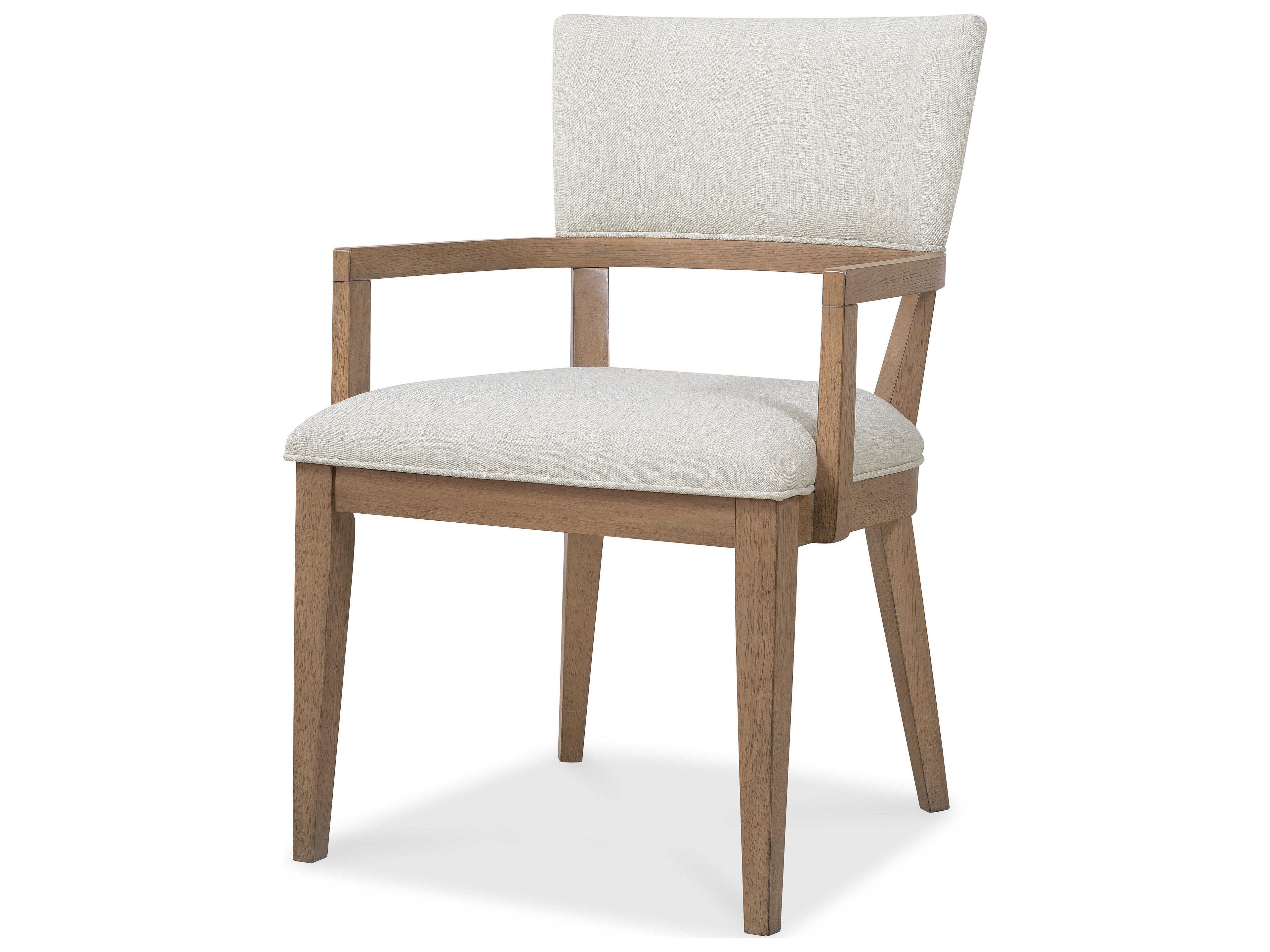 Hooker Furniture Sonnet Oak Wood Beige Upholstered Arm Dining Chair