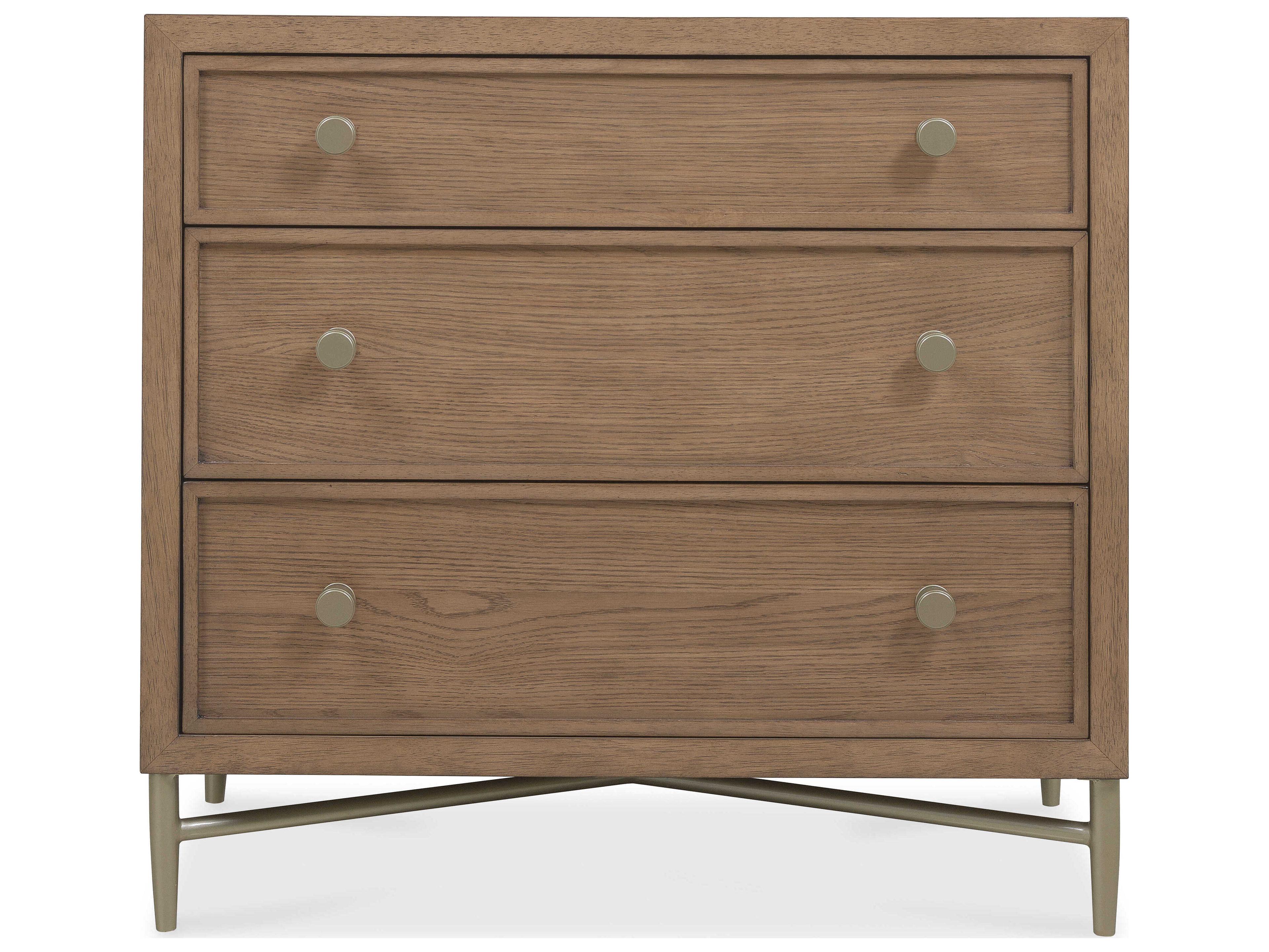 Hooker Furniture Sonnet 3-Drawers Brown Oak Wood Nightstand