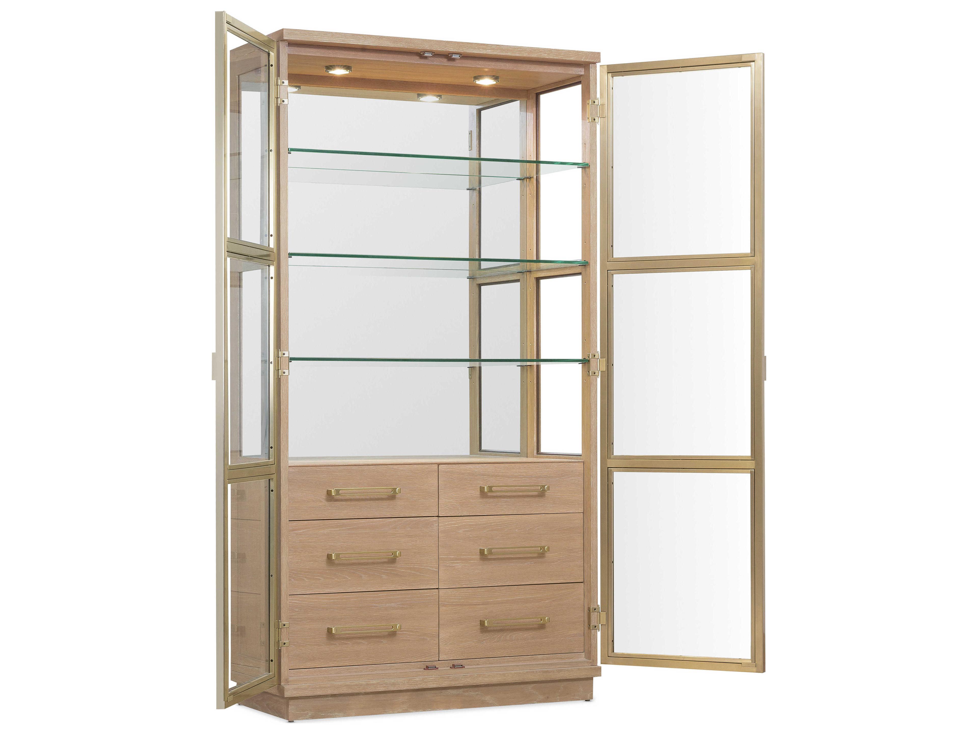 Hooker Furniture Banyon Bay Oak Wood Desert Display Cabinet