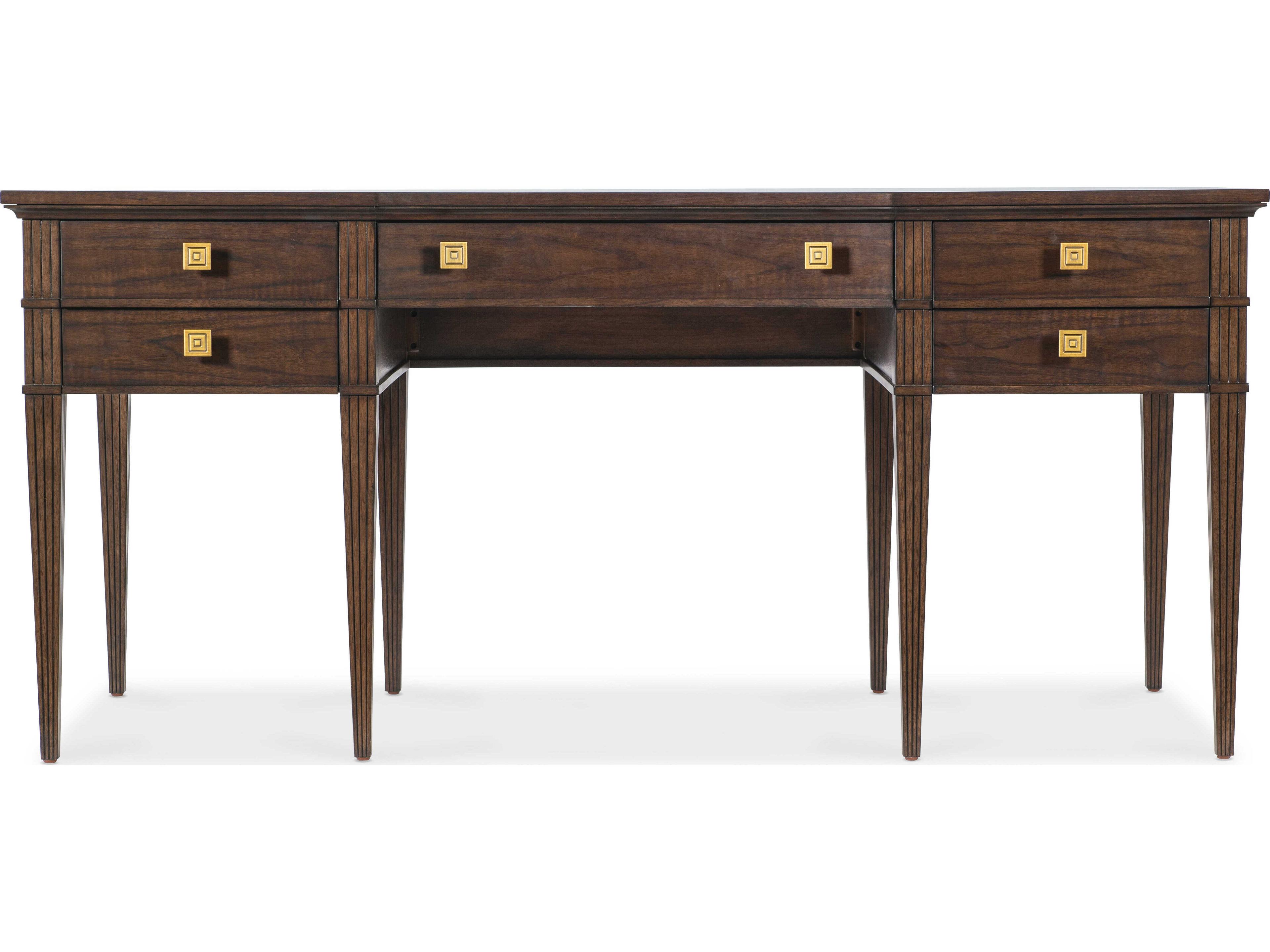 Hooker Furniture Diplomat Rich Brown Walnut Wood Writing Desk